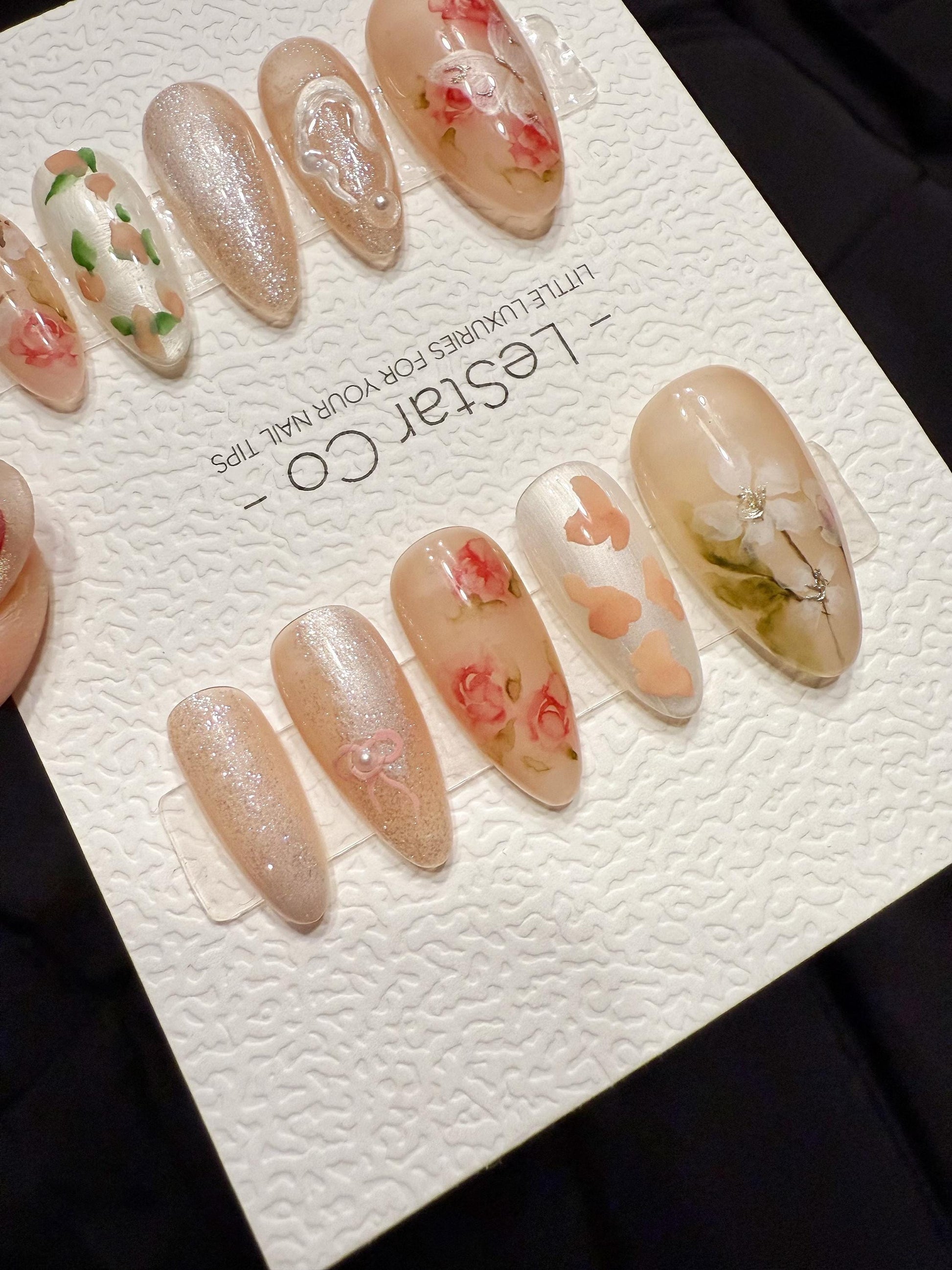 Reusable Butterfly in Rose Garden | Handmade Press On Gel Acrylic Nails | 4for3 Timed Offer