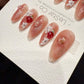 Reusable Strawberry and Flower | Handmade Press On Gel Acrylic Nails | 4for3 Timed Offer