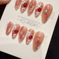 Reusable Strawberry and Flower | Handmade Press On Gel Acrylic Nails | 4for3 Timed Offer