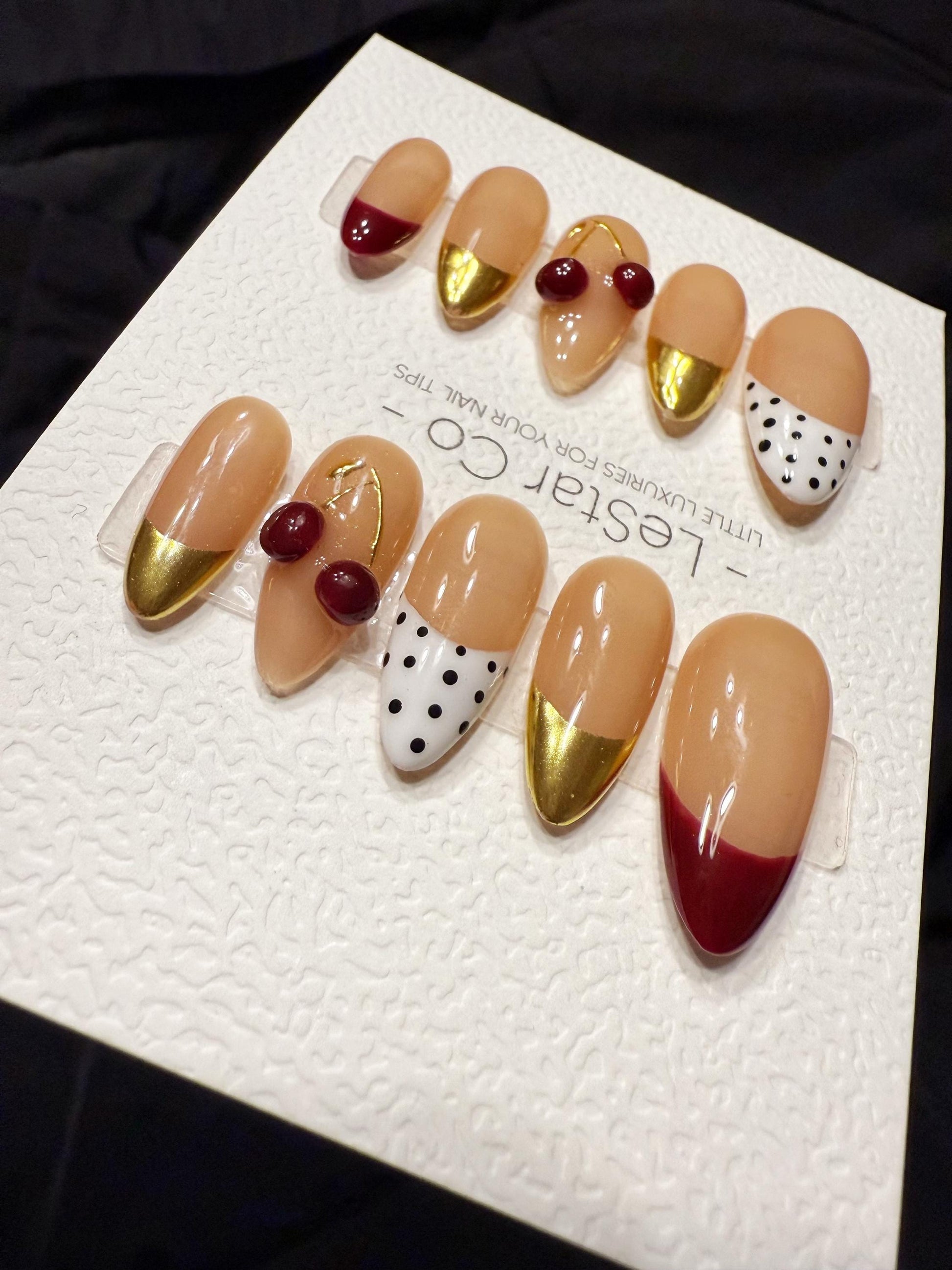 Reusable Cherry Chic | Handmade Press On Gel Acrylic Nails | 4for3 Timed Offer