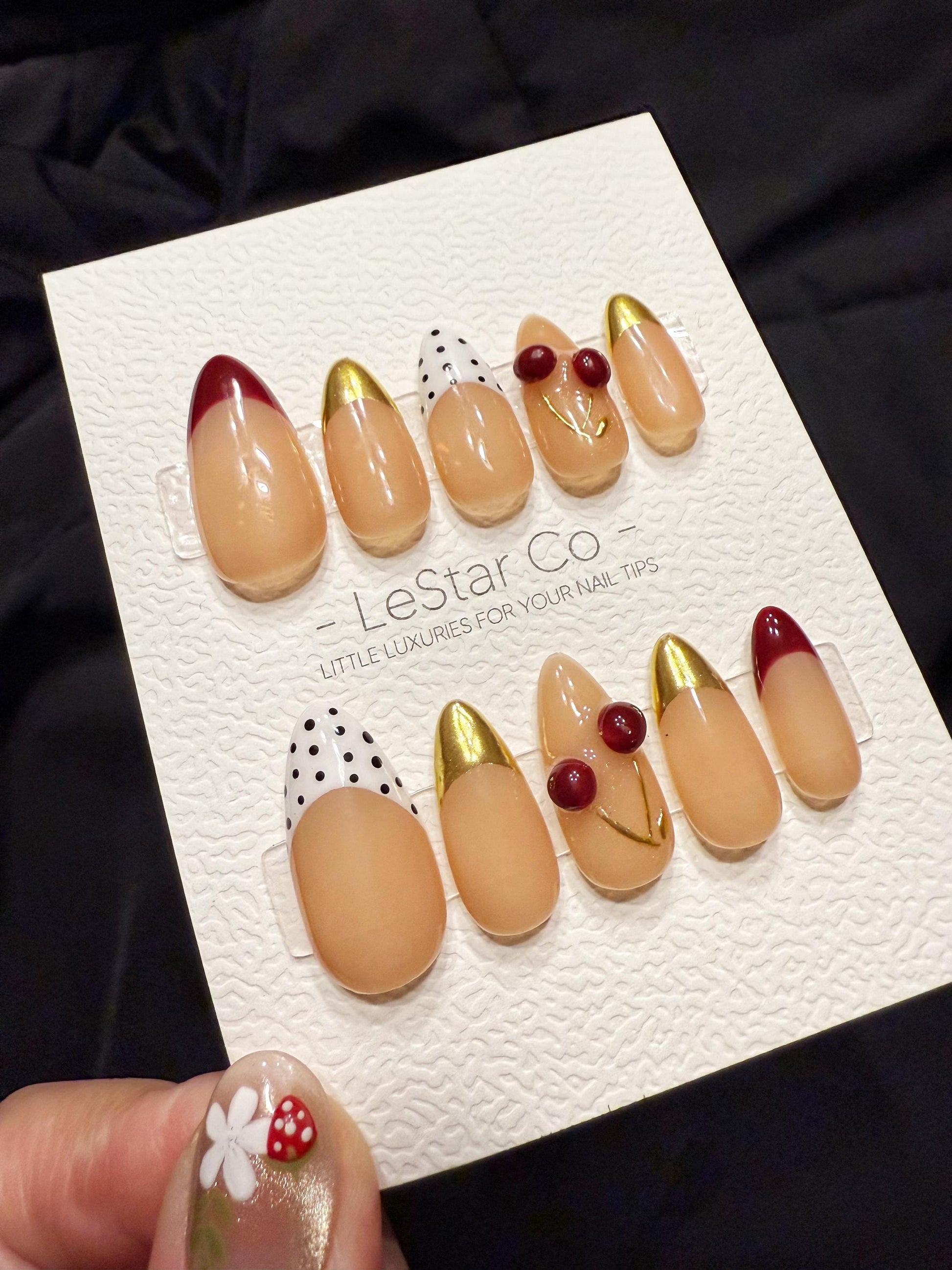 Reusable Cherry Chic | Handmade Press On Gel Acrylic Nails | 4for3 Timed Offer