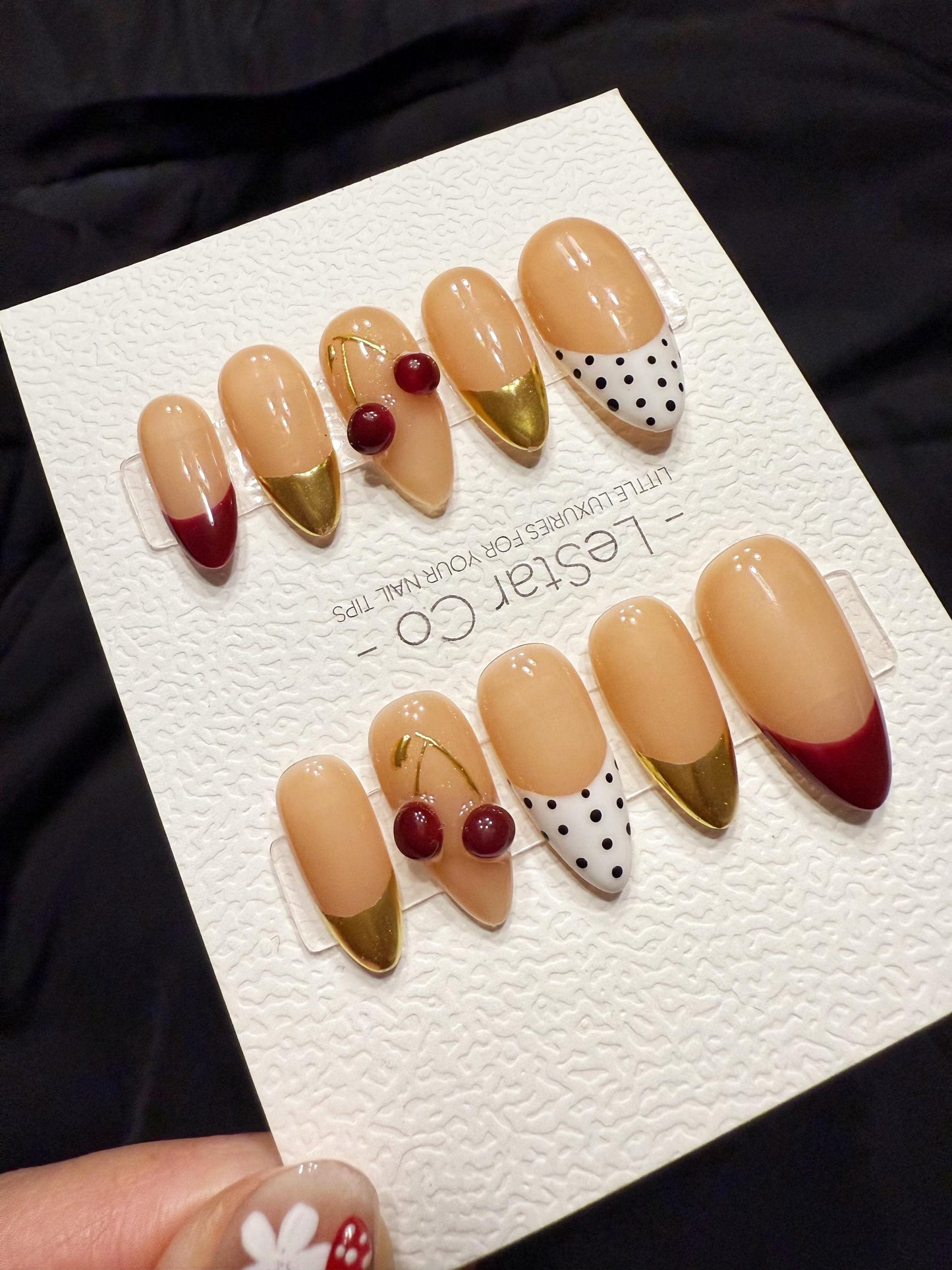 Reusable Cherry Chic | Handmade Press On Gel Acrylic Nails | 4for3 Timed Offer