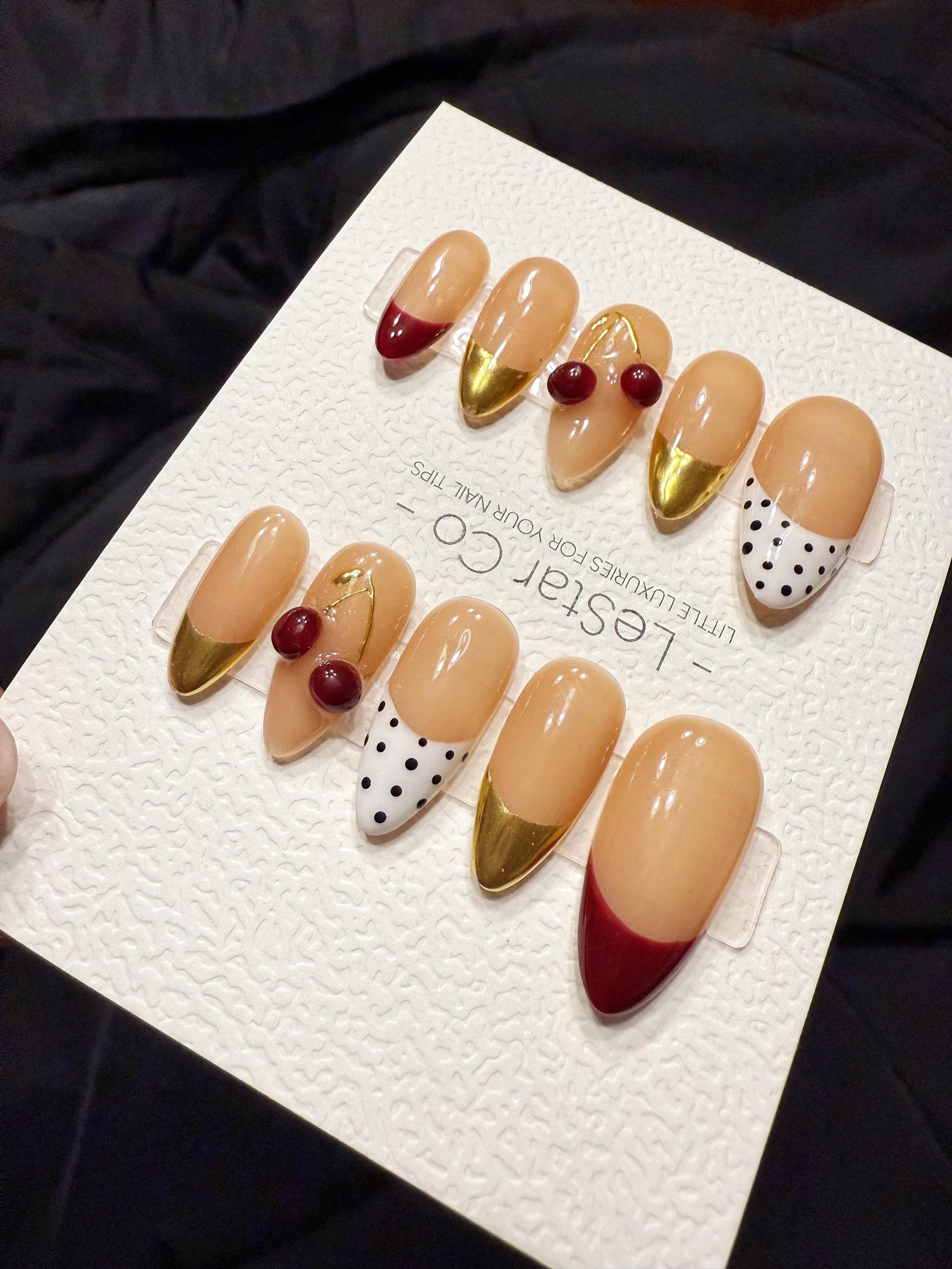 Reusable Cherry Chic | Handmade Press On Gel Acrylic Nails | 4for3 Timed Offer