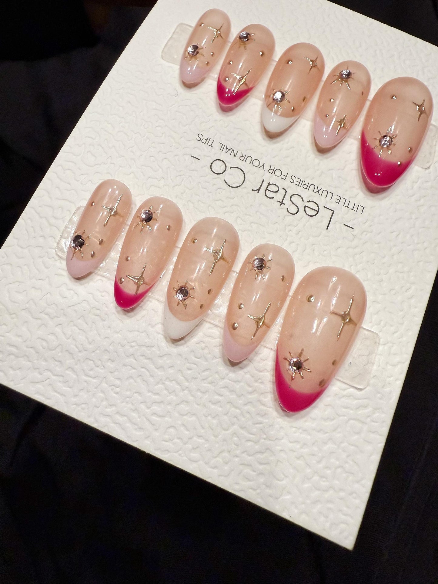 Reusable Pink Stardust | Handmade Press On Gel Acrylic Nails | 4for3 Timed Offer