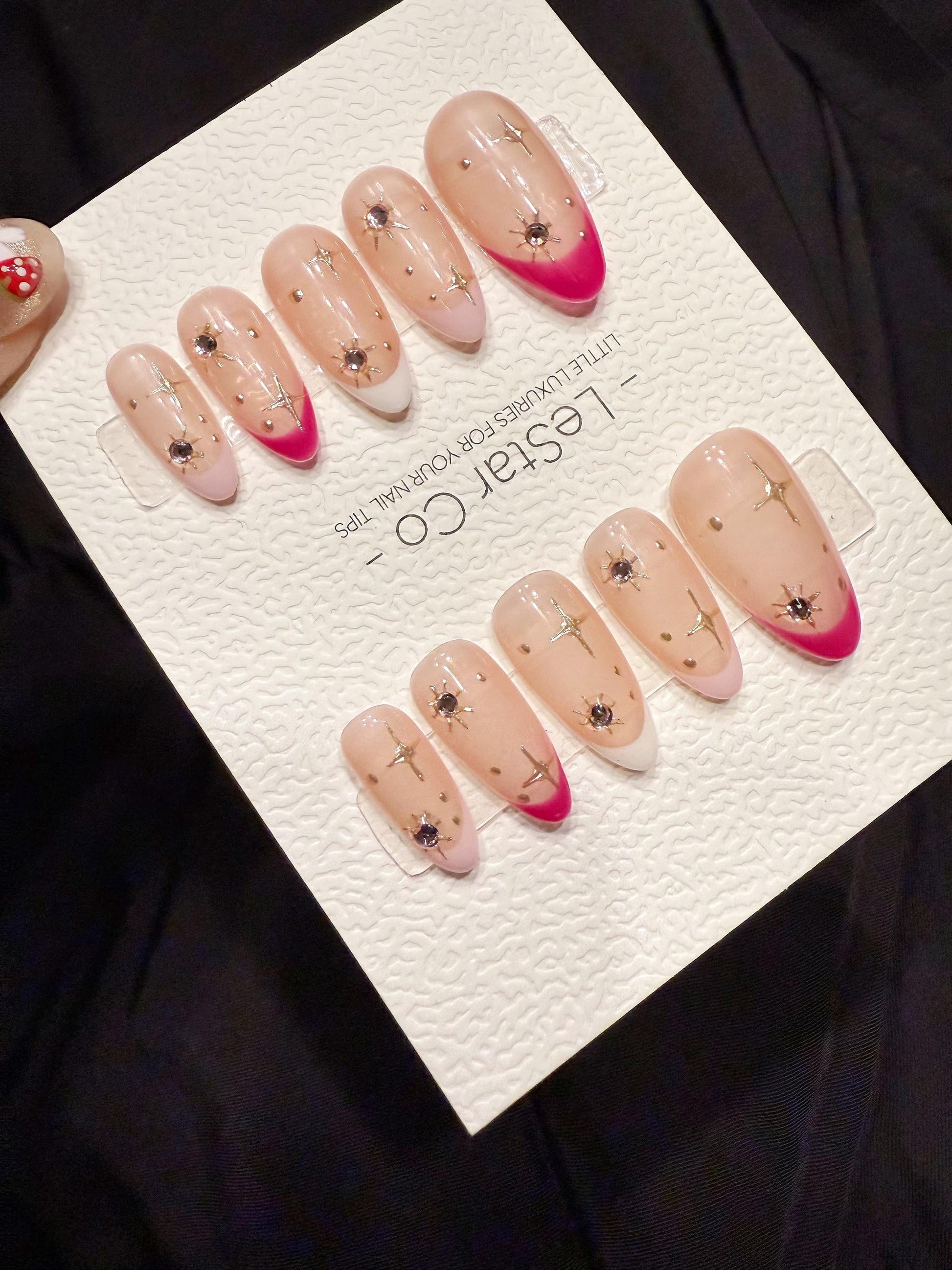 Reusable Pink Stardust | Handmade Press On Gel Acrylic Nails | 4for3 Timed Offer
