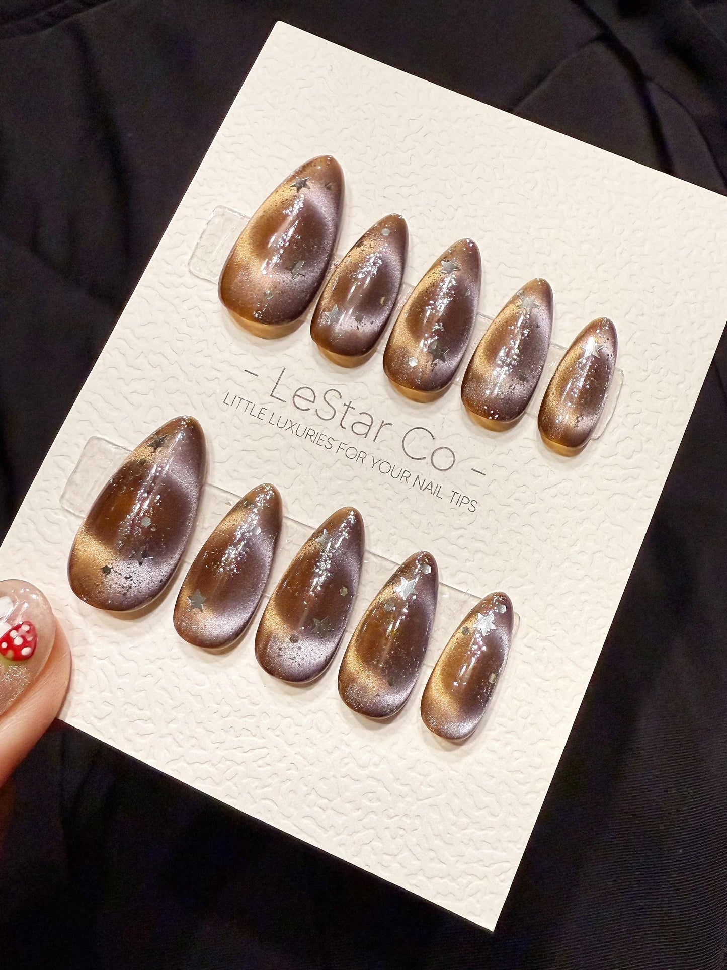 Reusable Calaxy Brew Cat Eye | Handmade Press On Gel Acrylic Nails | 4for3 Timed Offer