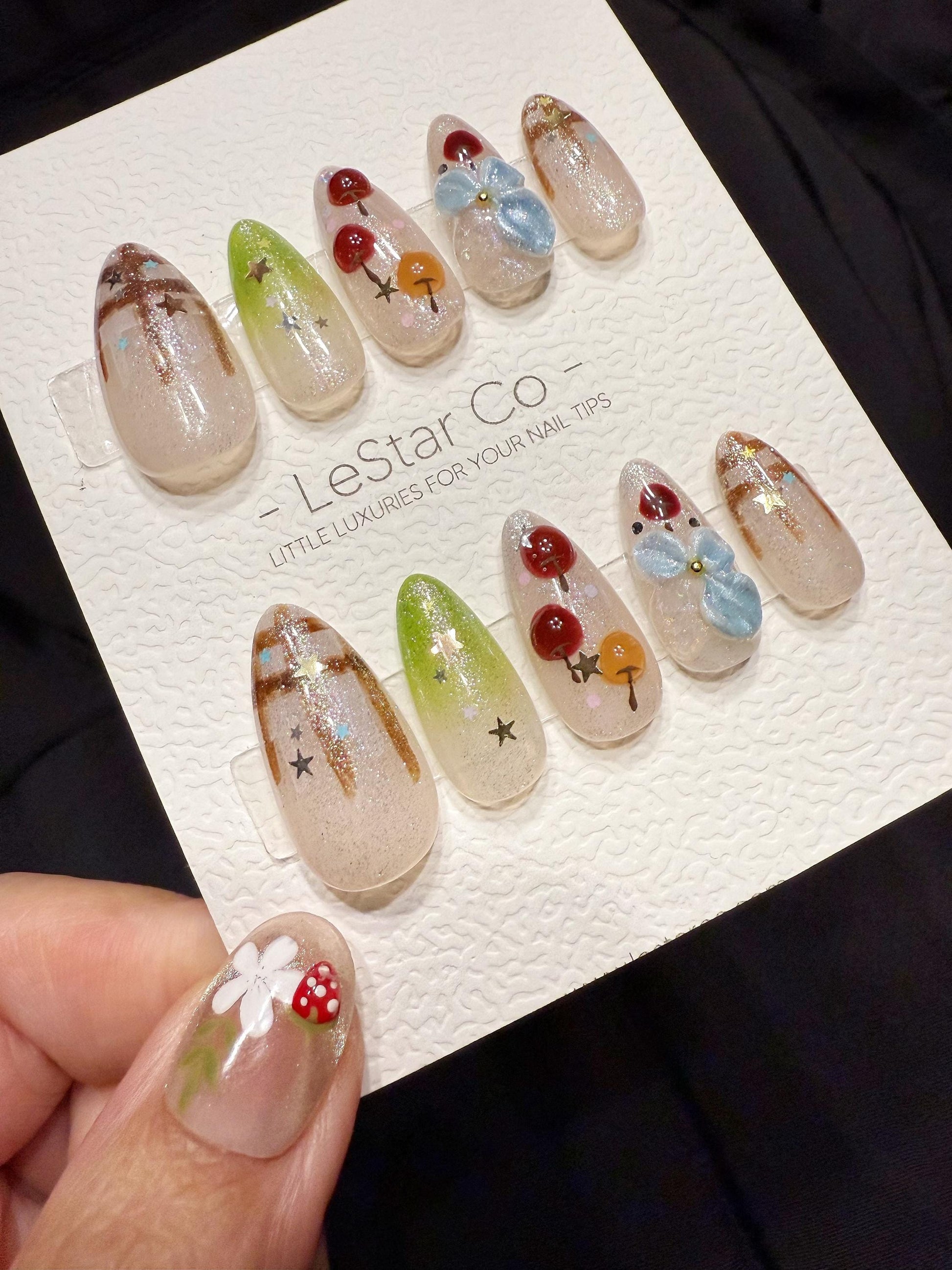 Reusable Cherry Picnic | Handmade Press On Gel Acrylic Nails | 4for3 Timed Offer