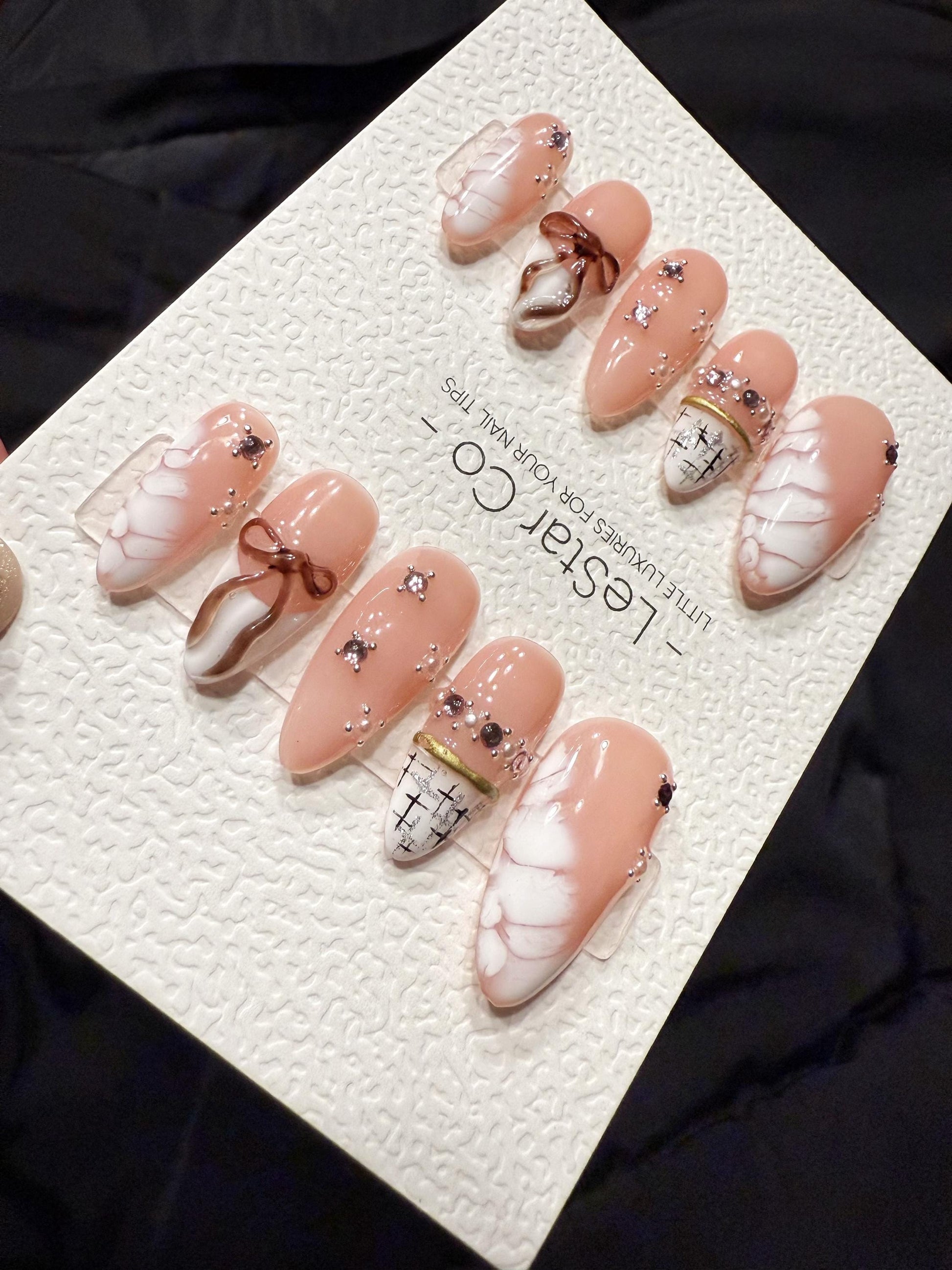 Bow Press On Nails | Handmade Gel Acrylic False Nails