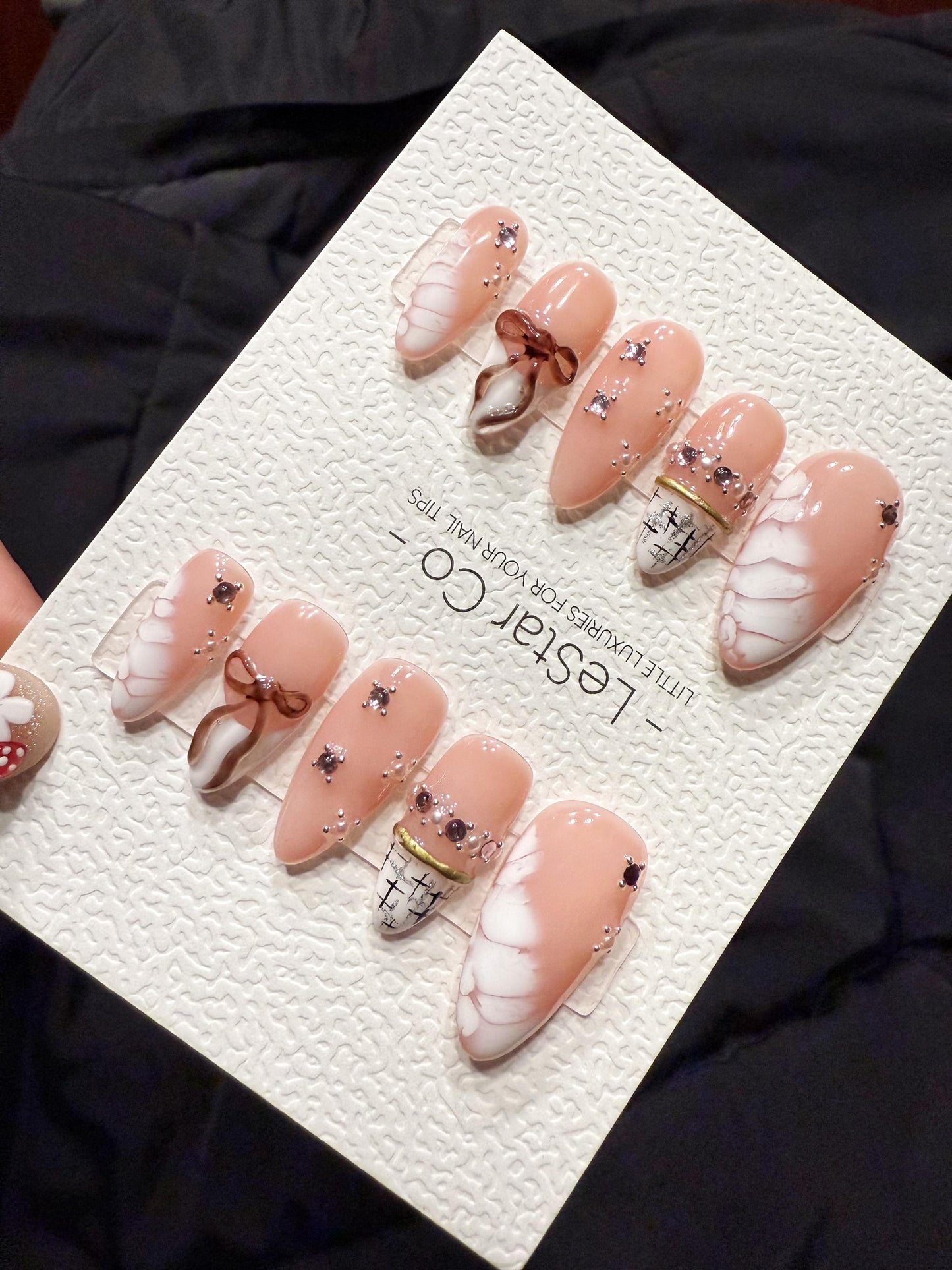 Bow Press On Nails | Handmade Gel Acrylic False Nails