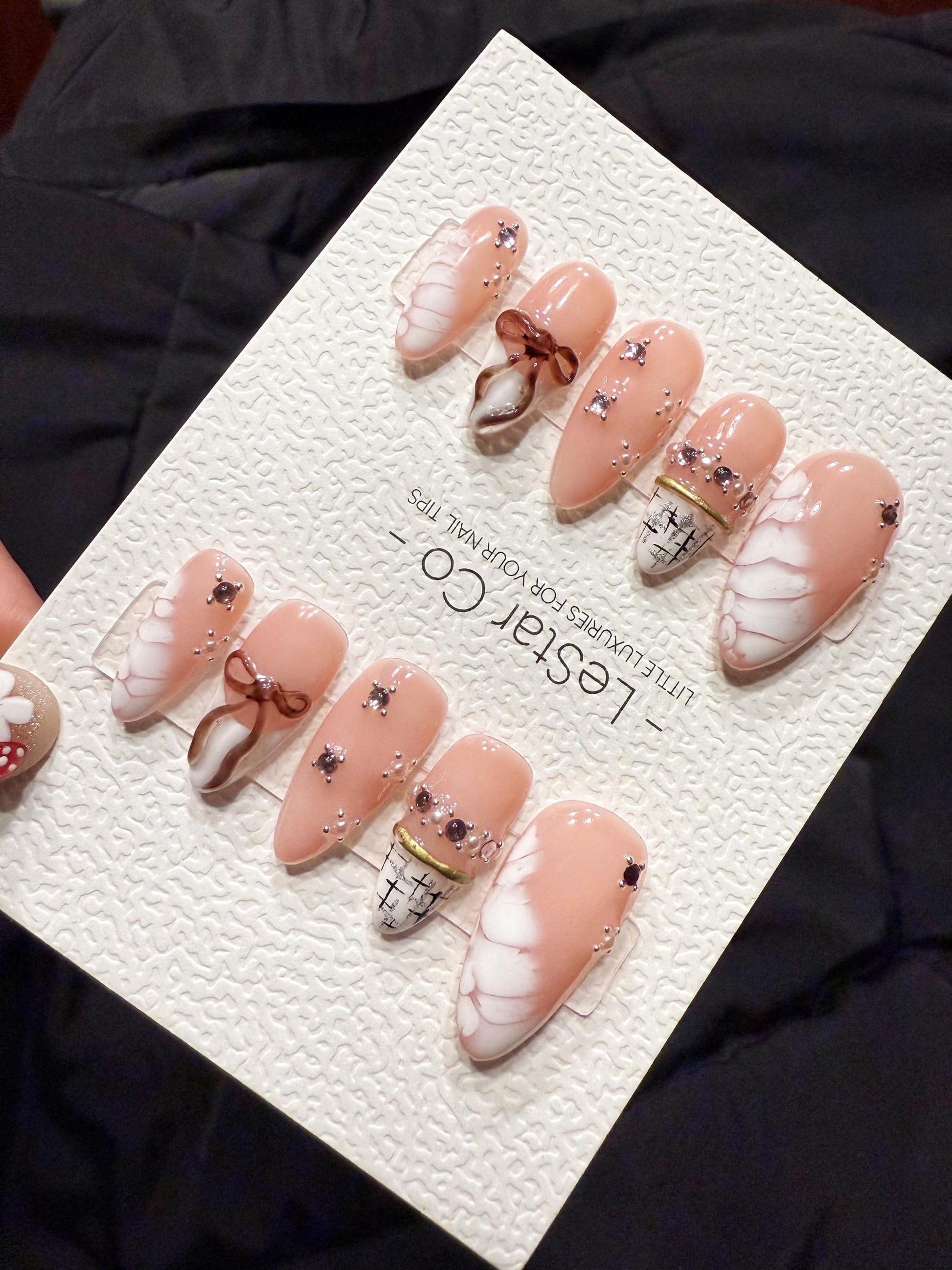 Bow Press On Nails | Handmade Gel Acrylic False Nails