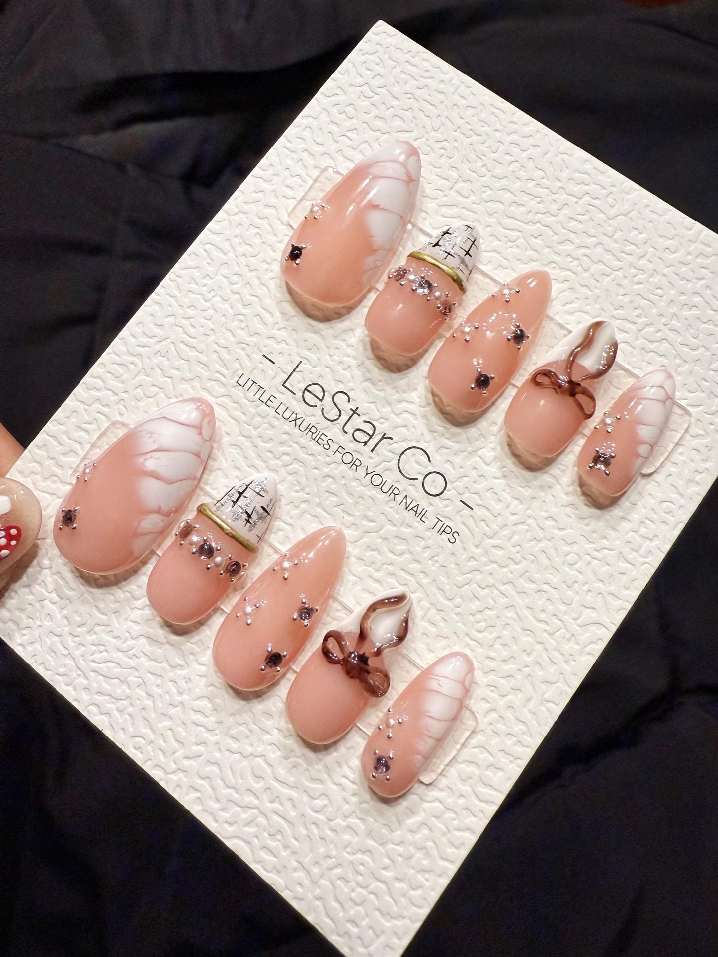 Bow Press On Nails | Handmade Gel Acrylic False Nails