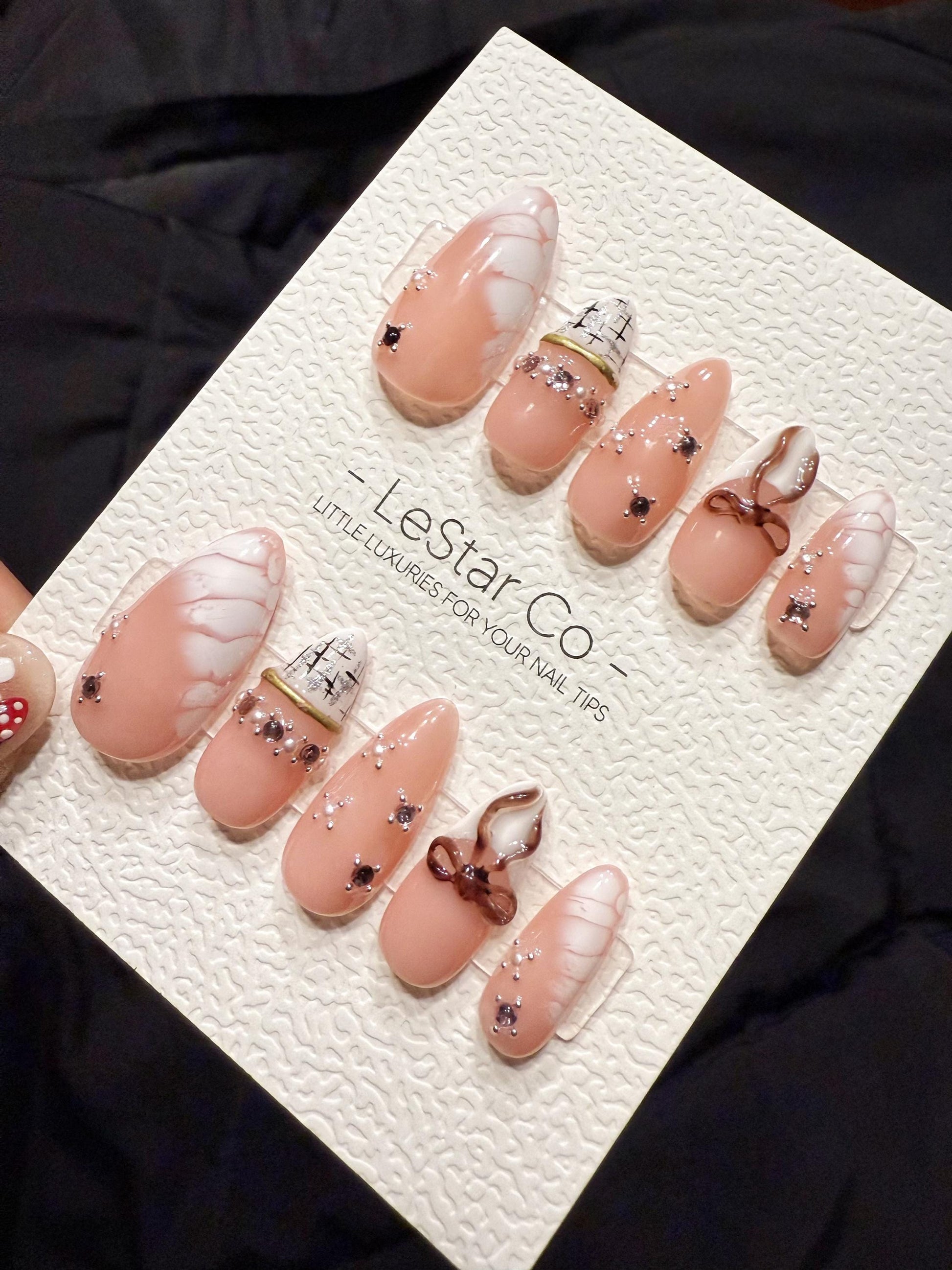 Bow Press On Nails | Handmade Gel Acrylic False Nails