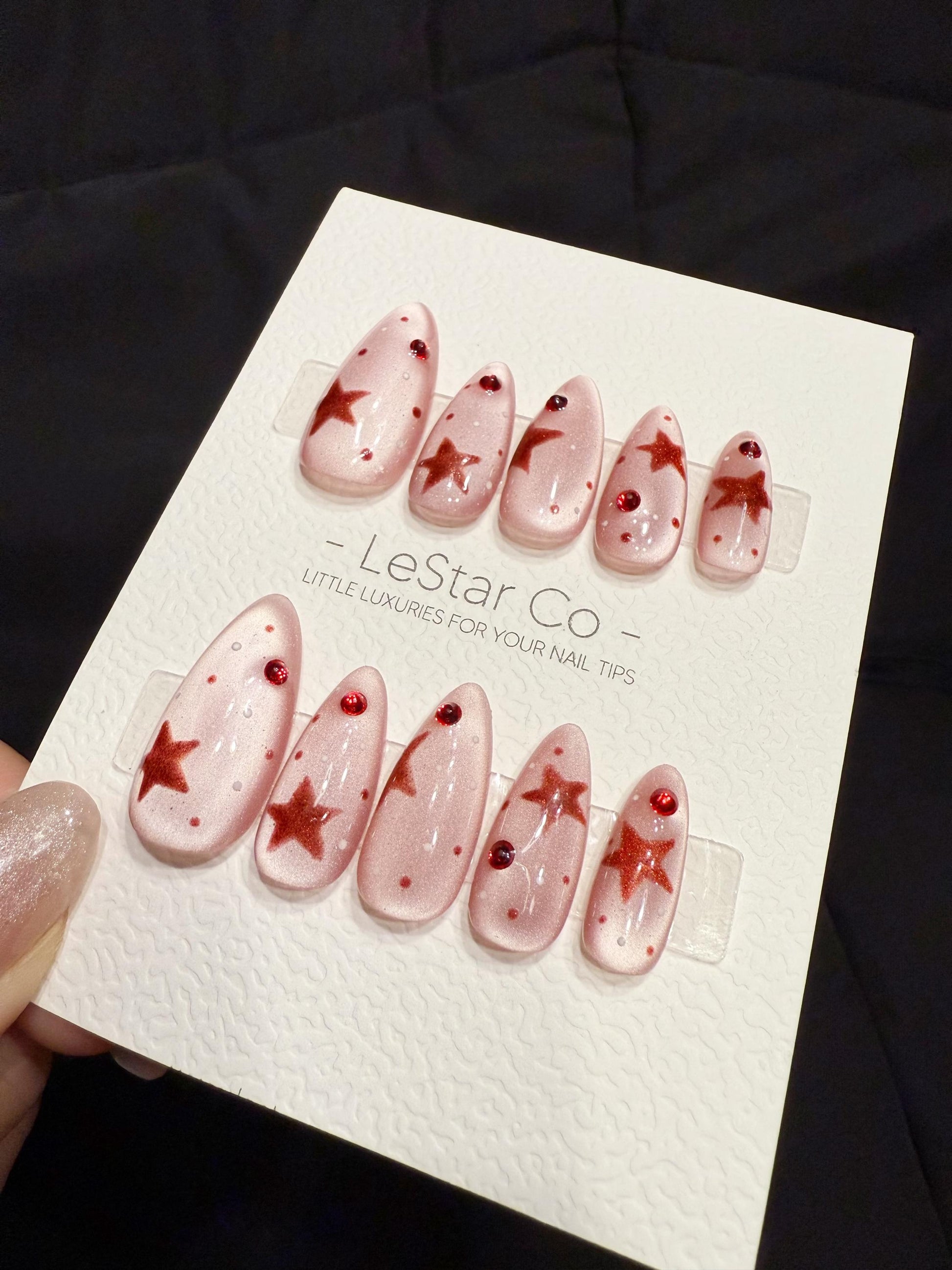 Reusable Cherry Star Kiss | Handmade Press On Gel Acrylic Nails | 4for3 Timed Offer