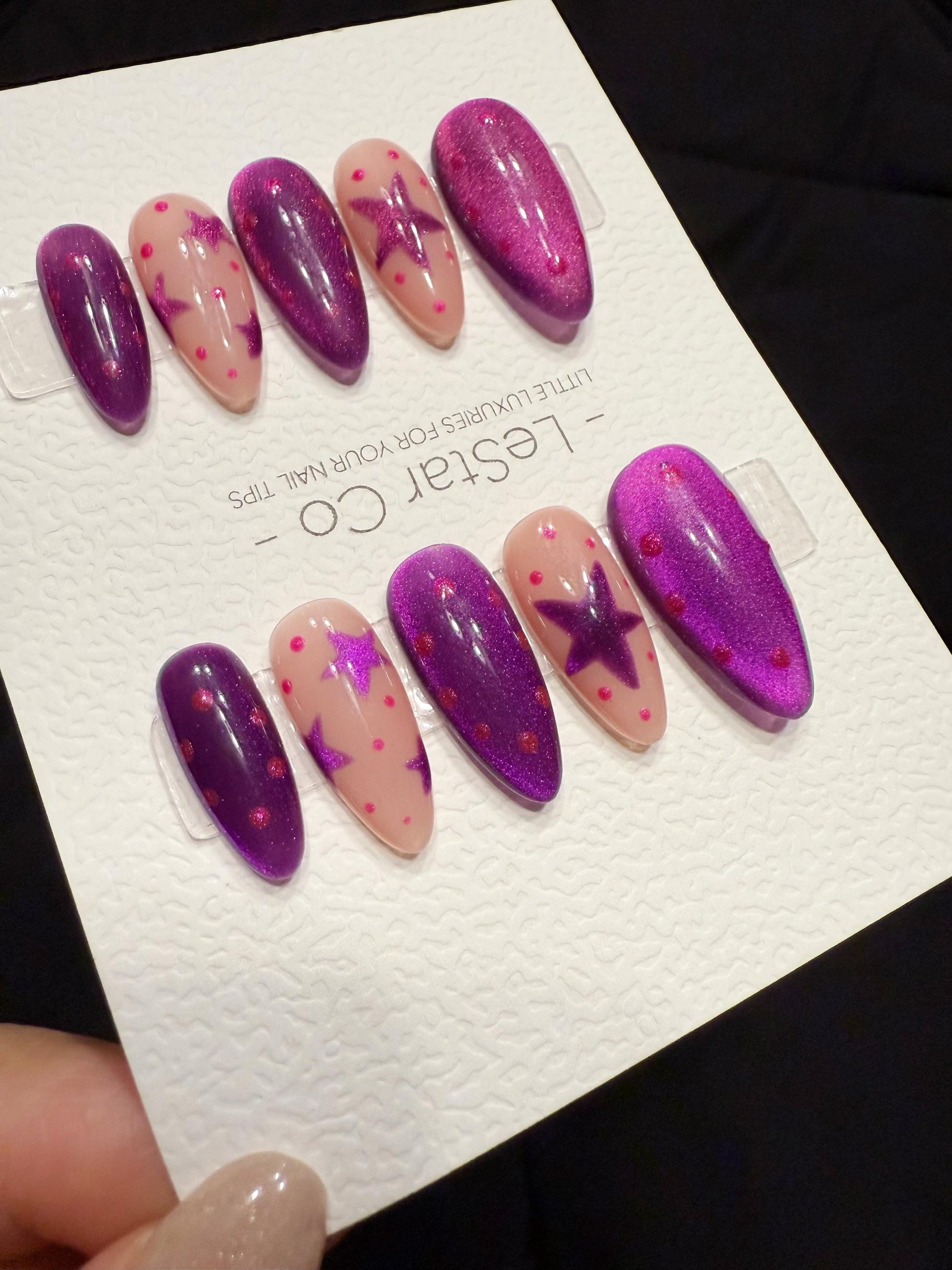 Reusable Violet Stardream | Handmade Press On Gel Acrylic Nails | 4for3 Timed Offer