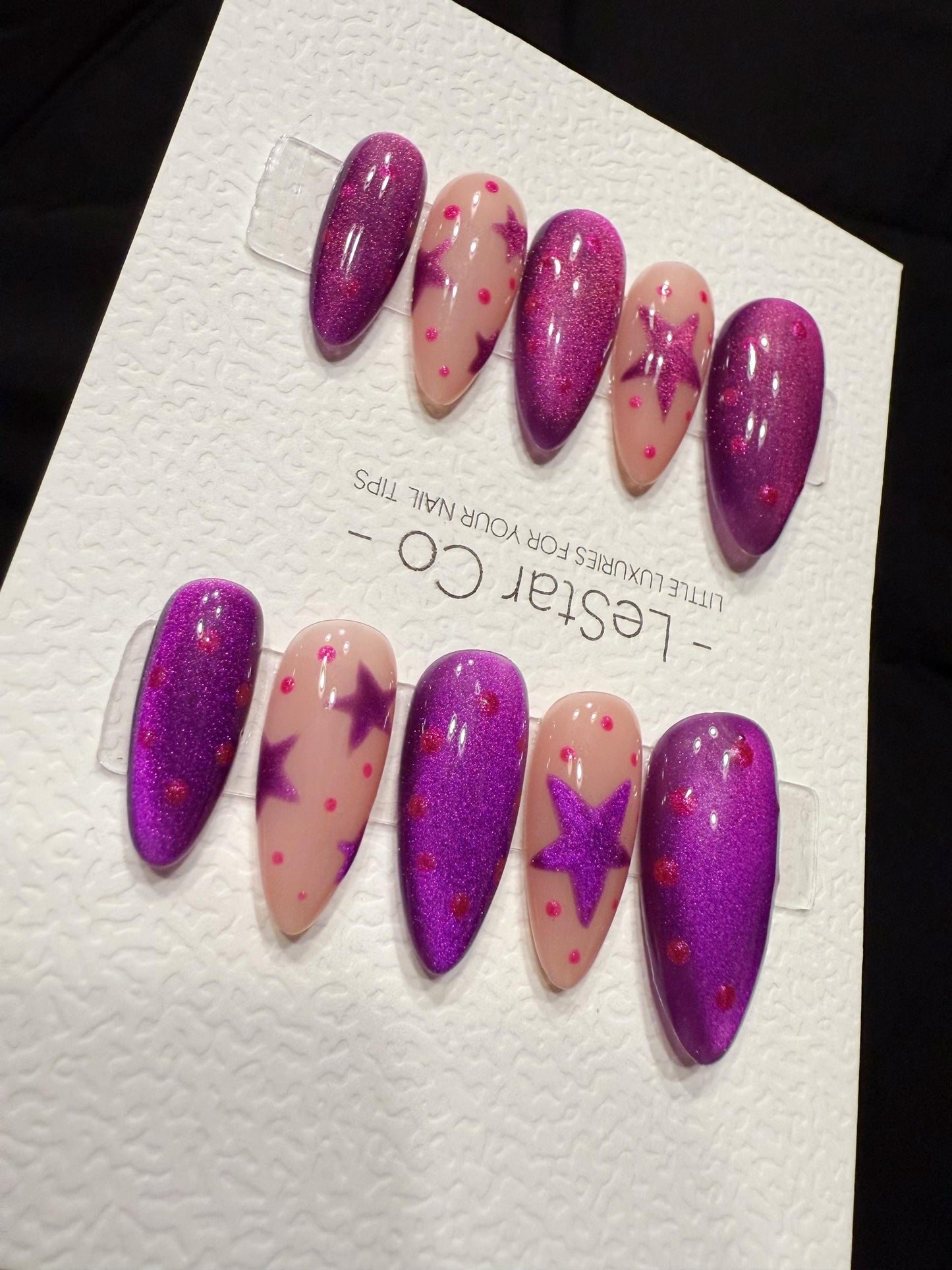 Reusable Violet Stardream | Handmade Press On Gel Acrylic Nails | 4for3 Timed Offer
