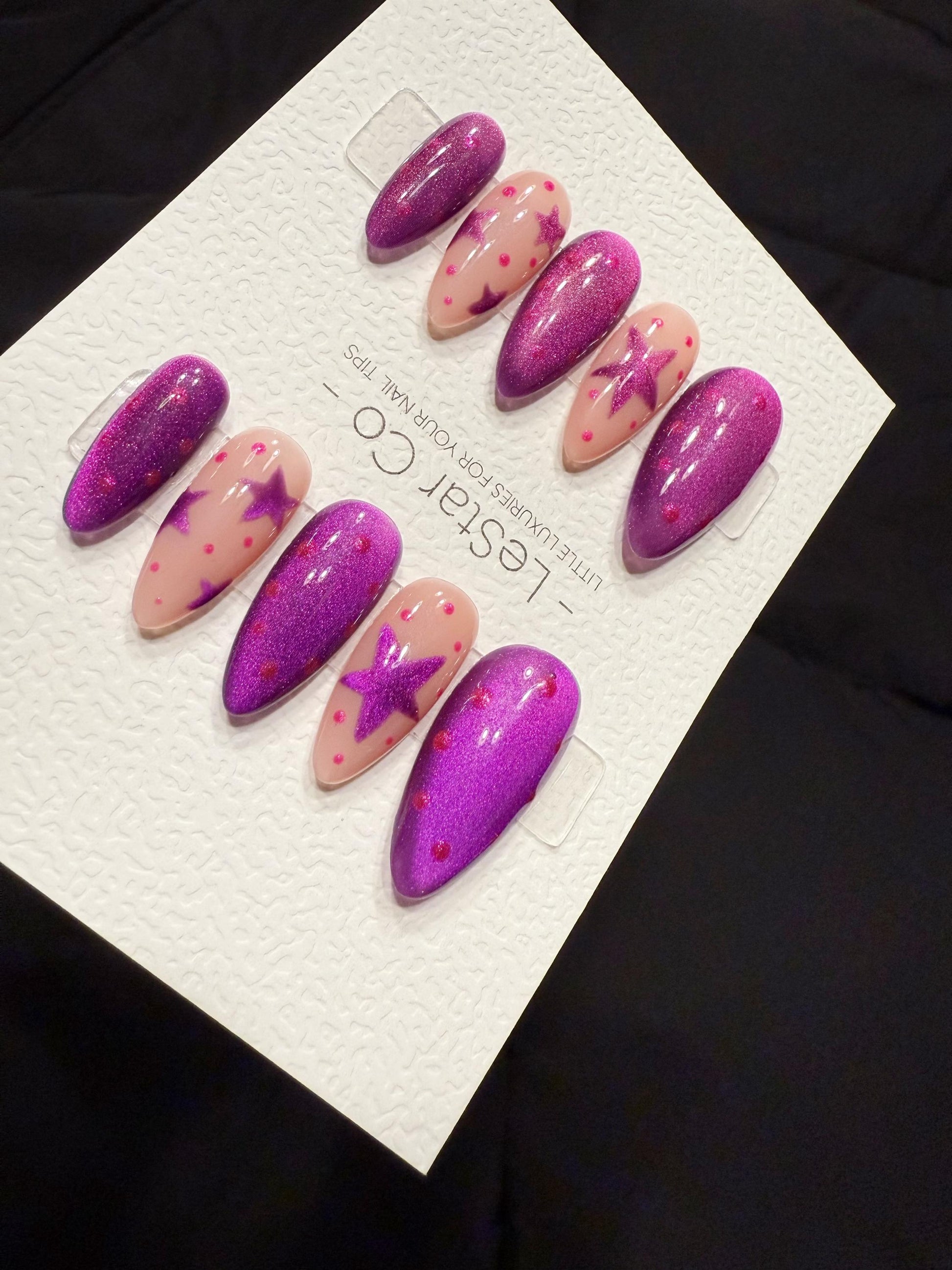 Reusable Violet Stardream | Handmade Press On Gel Acrylic Nails | 4for3 Timed Offer