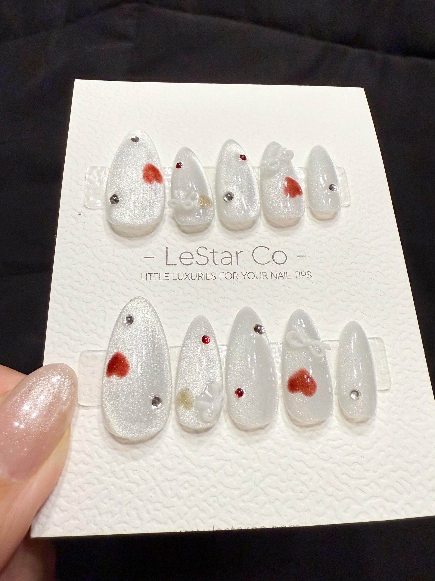 Reusable Snowy Love | Handmade Press On Gel Acrylic Nails | 4for3 Timed Offer