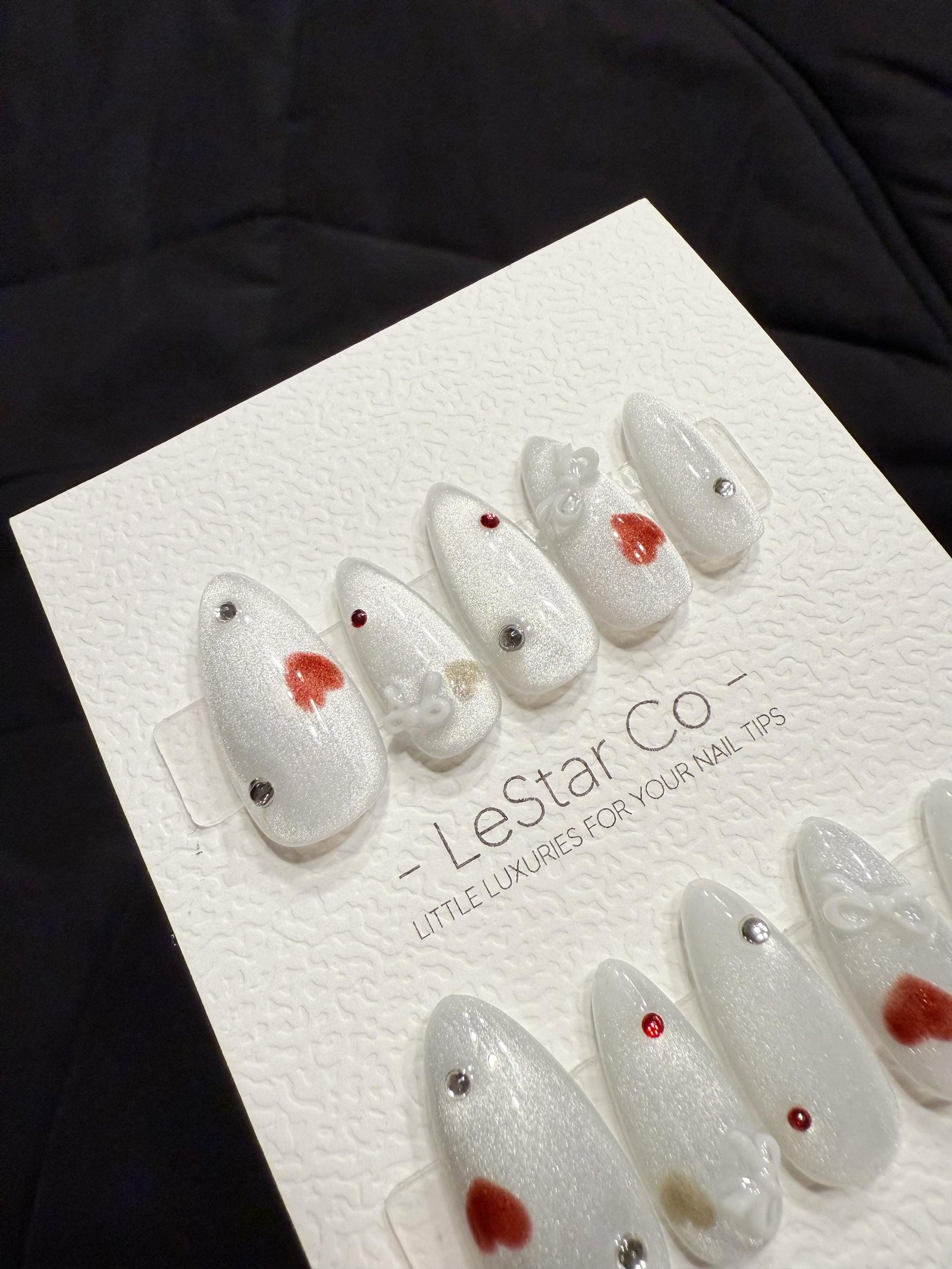 Reusable Snowy Love | Handmade Press On Gel Acrylic Nails | 4for3 Timed Offer
