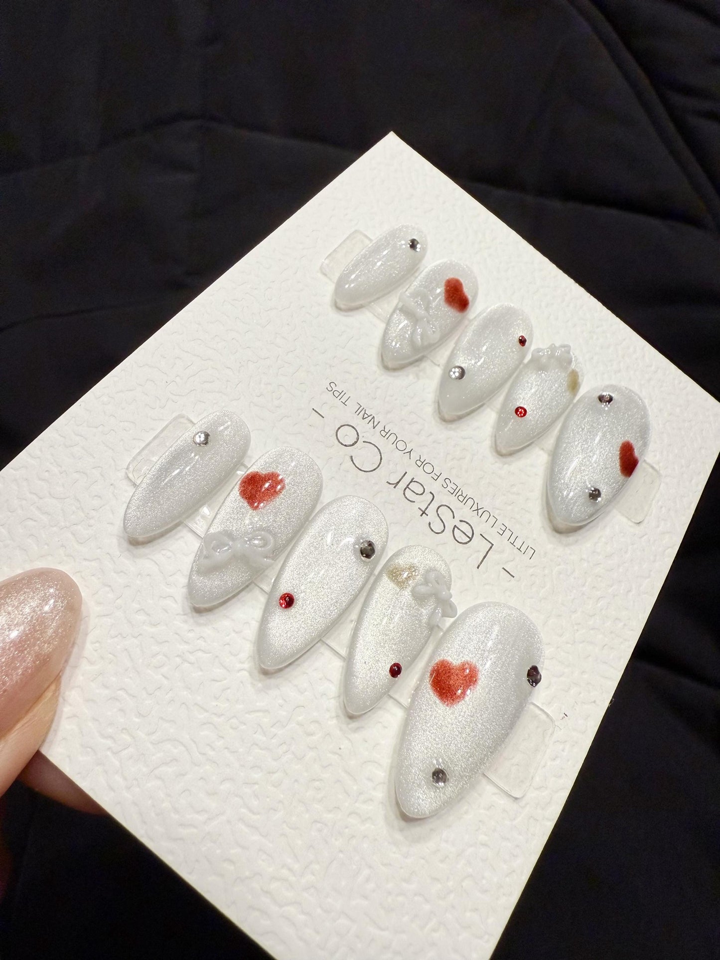 Reusable Snowy Love | Handmade Press On Gel Acrylic Nails | 4for3 Timed Offer