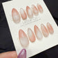 Reusable Peach Glimmer Cat Eye | Handmade Press On Gel Acrylic Nails | 4for3 Timed Offer
