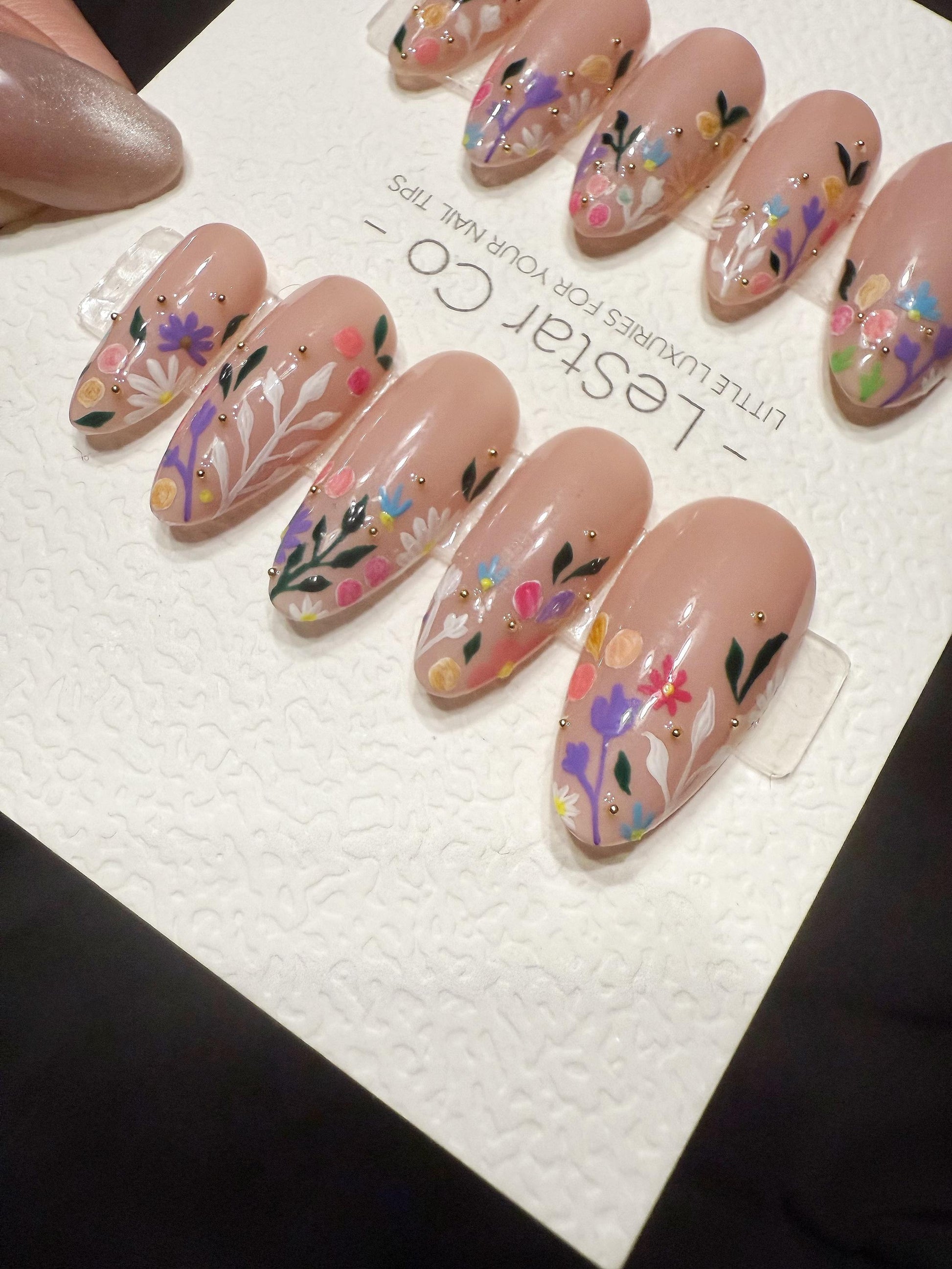 Reusable Garden Confetti | Handmade Press On Gel Acrylic Nails | 4for3 Timed Offer