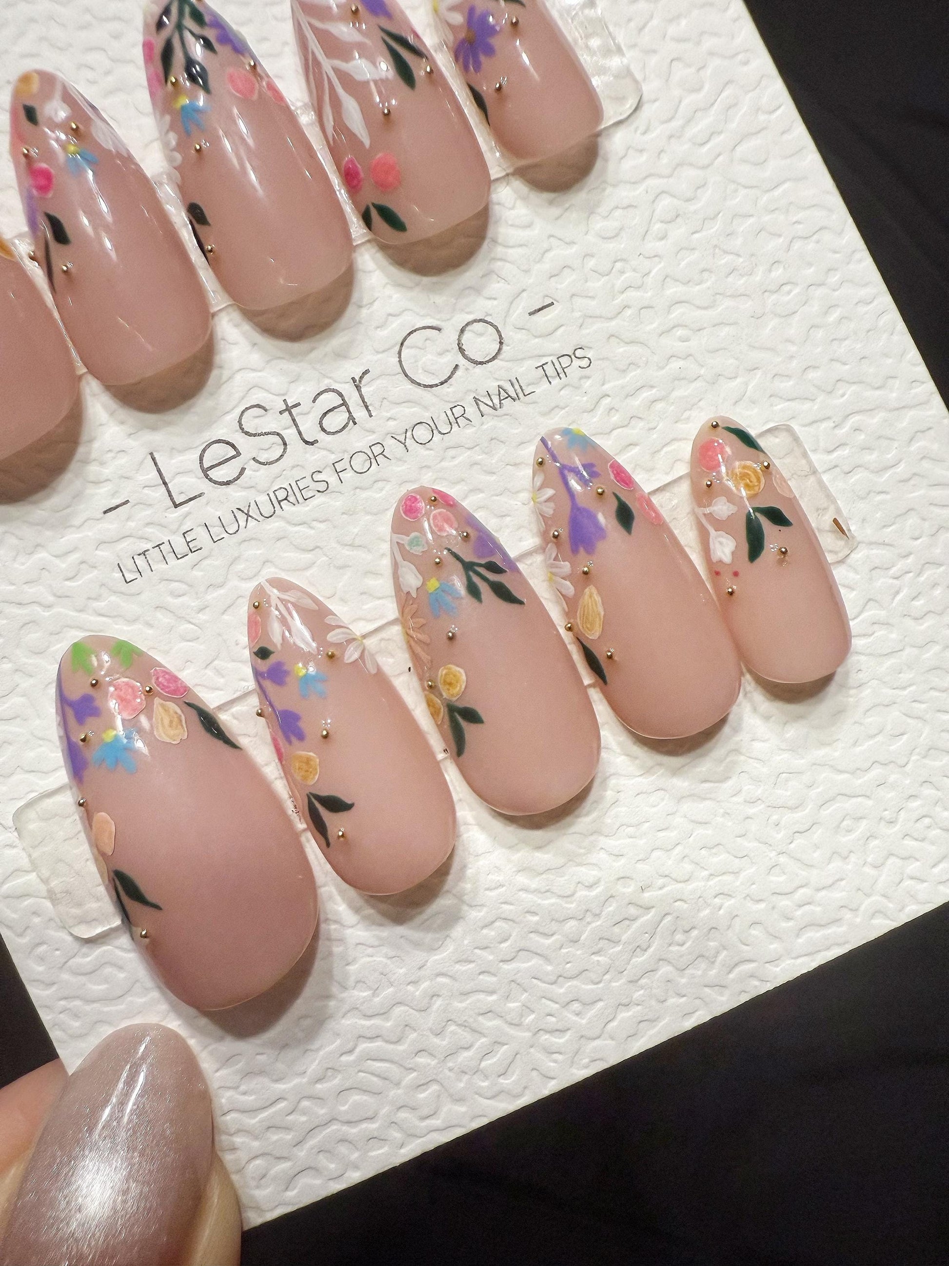 Reusable Garden Confetti | Handmade Press On Gel Acrylic Nails | 4for3 Timed Offer