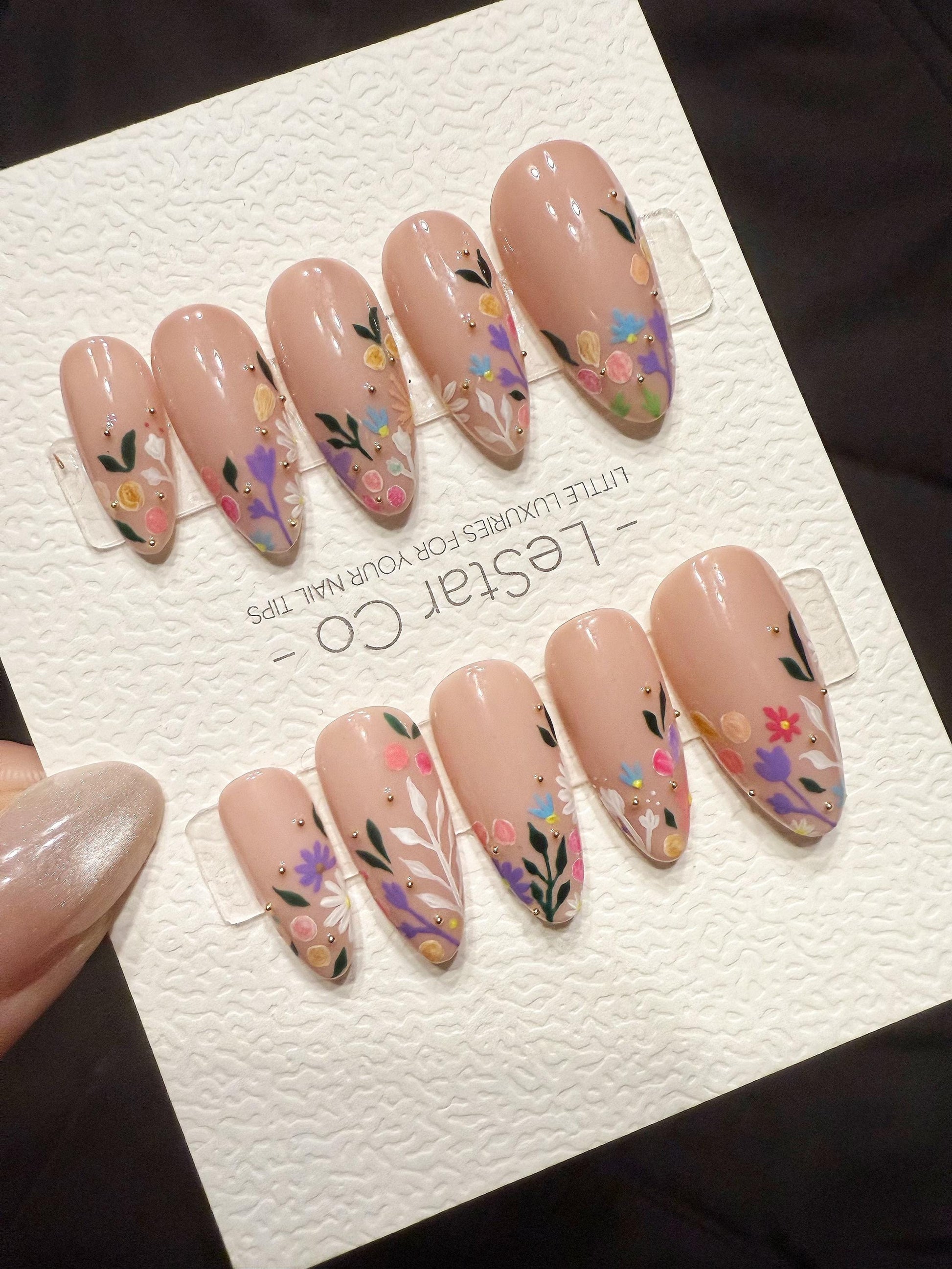 Reusable Garden Confetti | Handmade Press On Gel Acrylic Nails | 4for3 Timed Offer