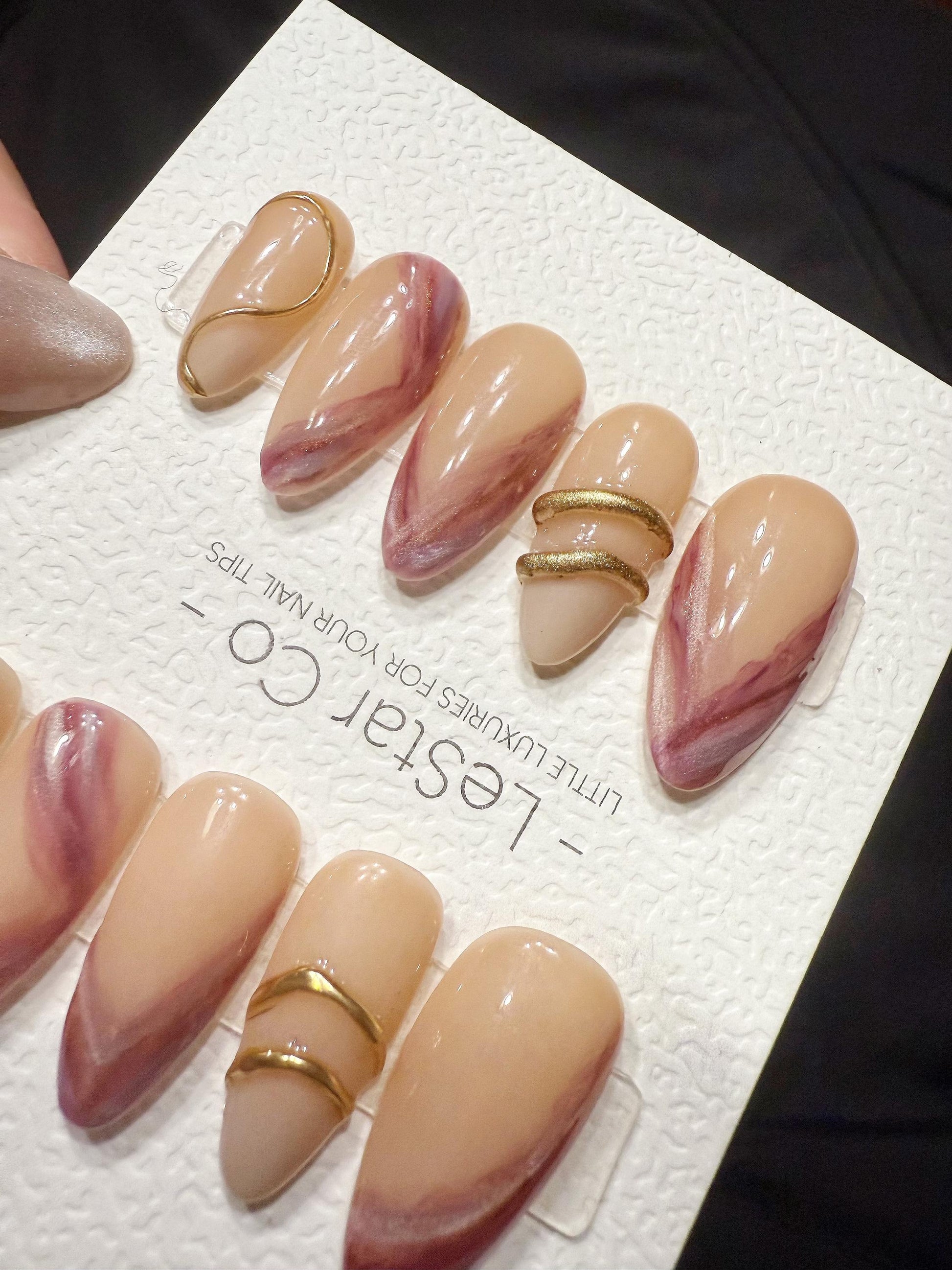 Reusable Rose Quartz Marble | Handmade Press On Gel Acrylic Nails | 4for3 Timed Offer