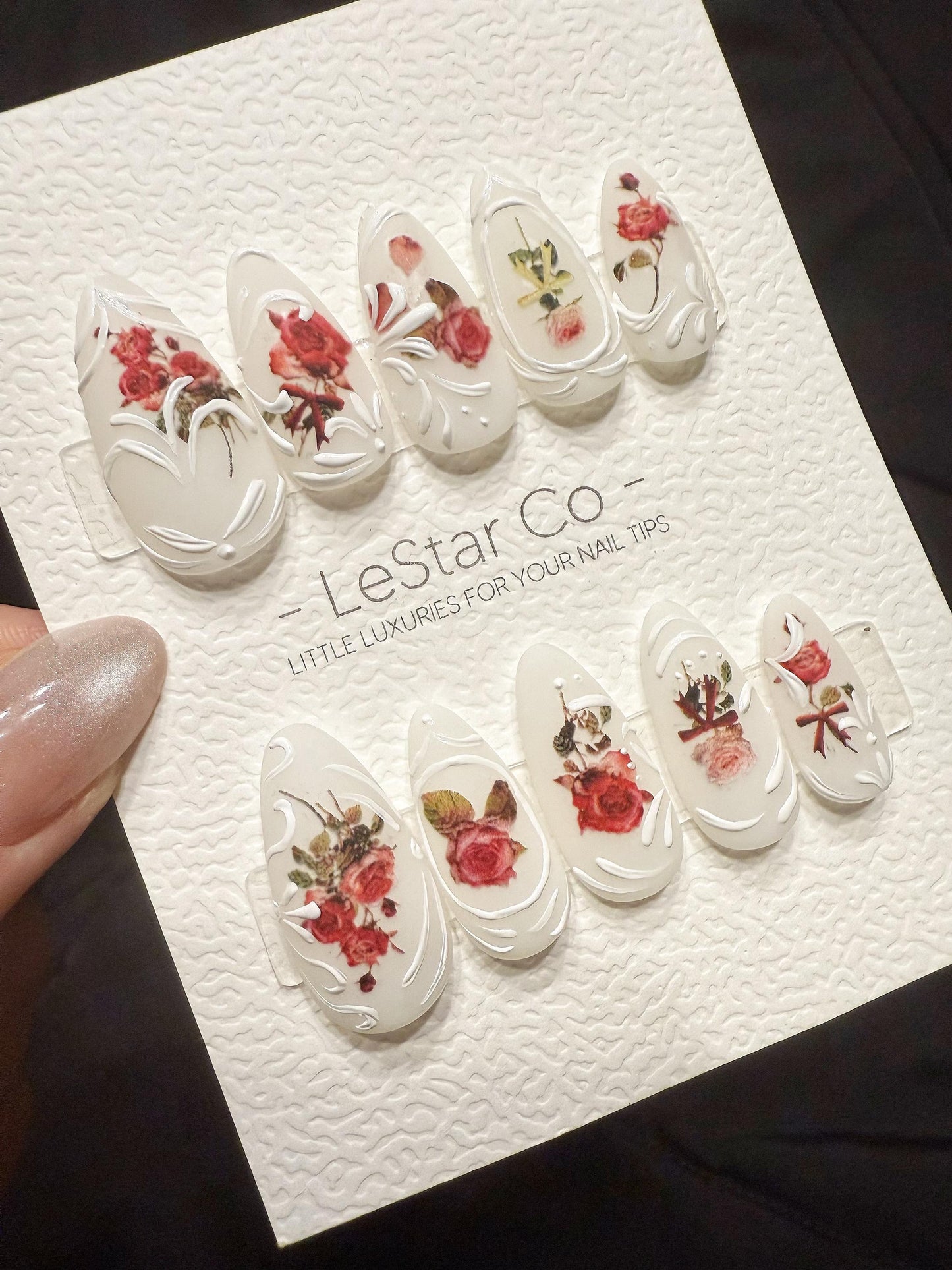 Reusable Vintage Rose Cameo | Handmade Press On Gel Acrylic Nails | 4for3 Timed Offer