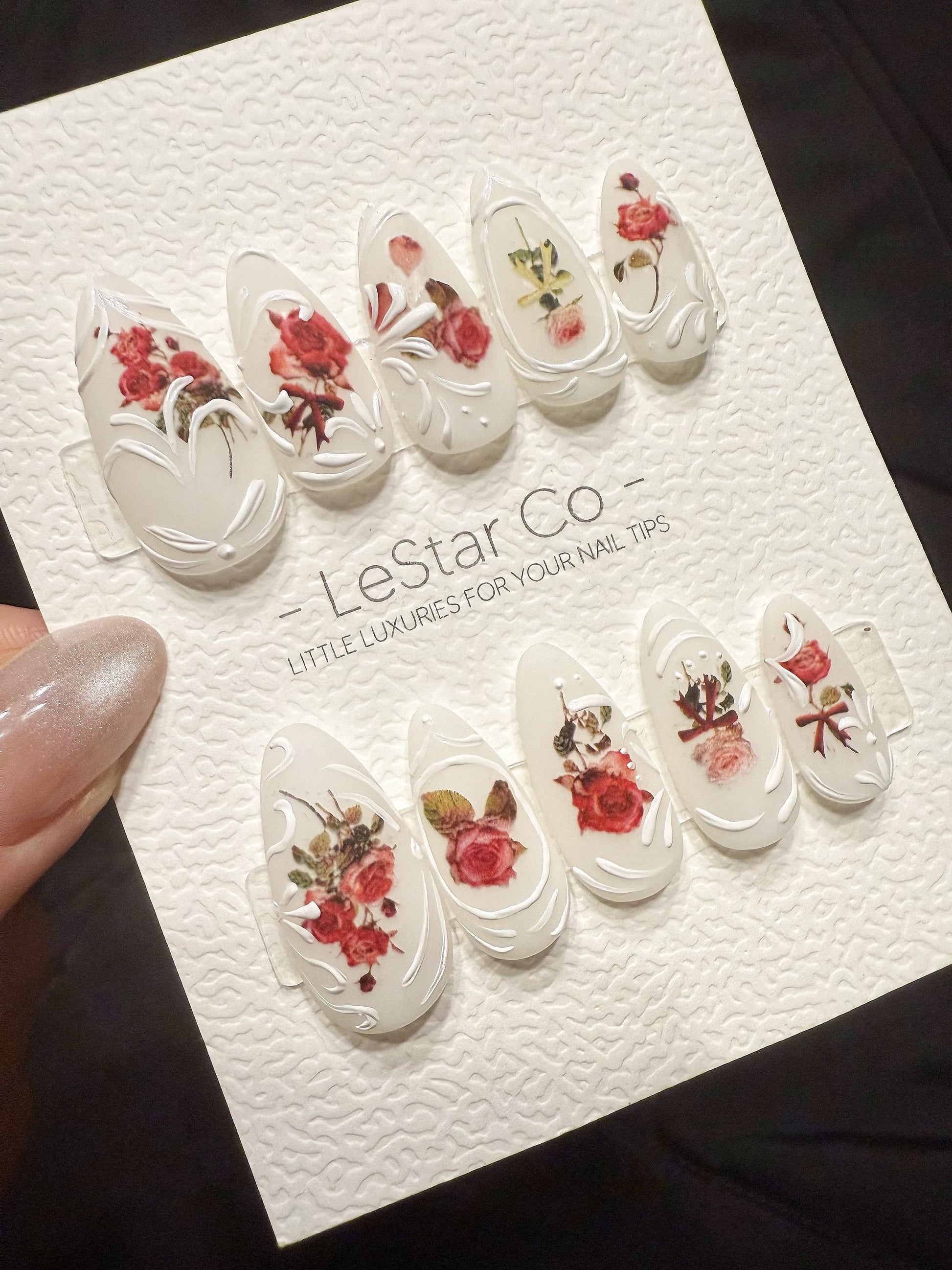 Reusable Vintage Rose Cameo | Handmade Press On Gel Acrylic Nails | 4for3 Timed Offer