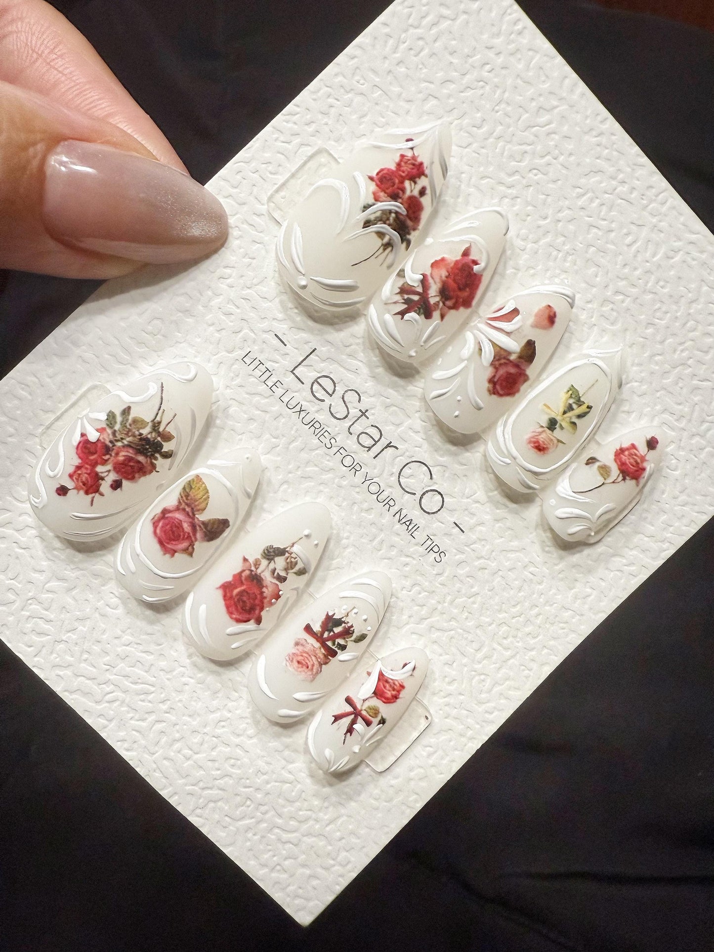 Reusable Vintage Rose Cameo | Handmade Press On Gel Acrylic Nails | 4for3 Timed Offer