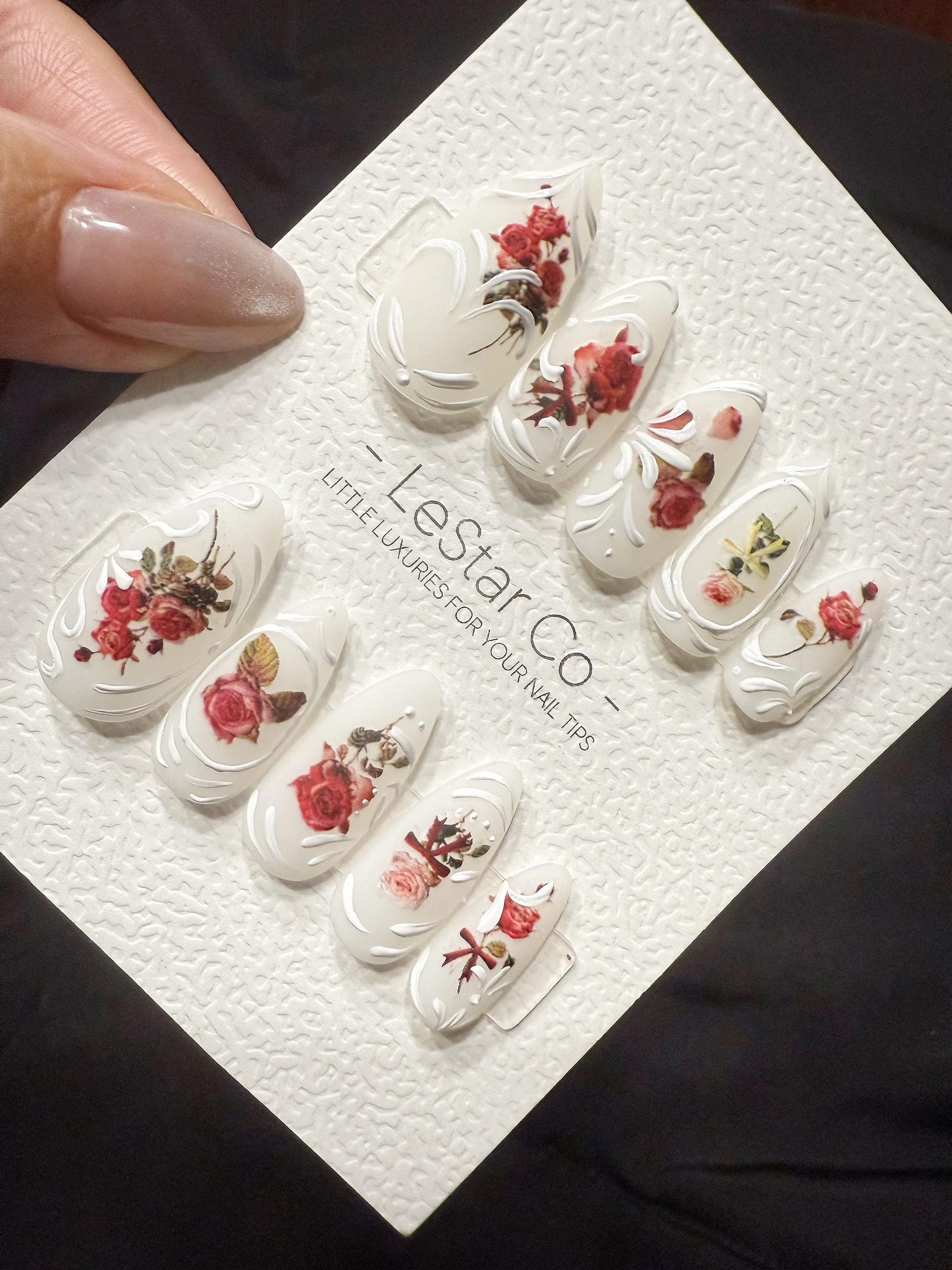 Reusable Vintage Rose Cameo | Handmade Press On Gel Acrylic Nails | 4for3 Timed Offer