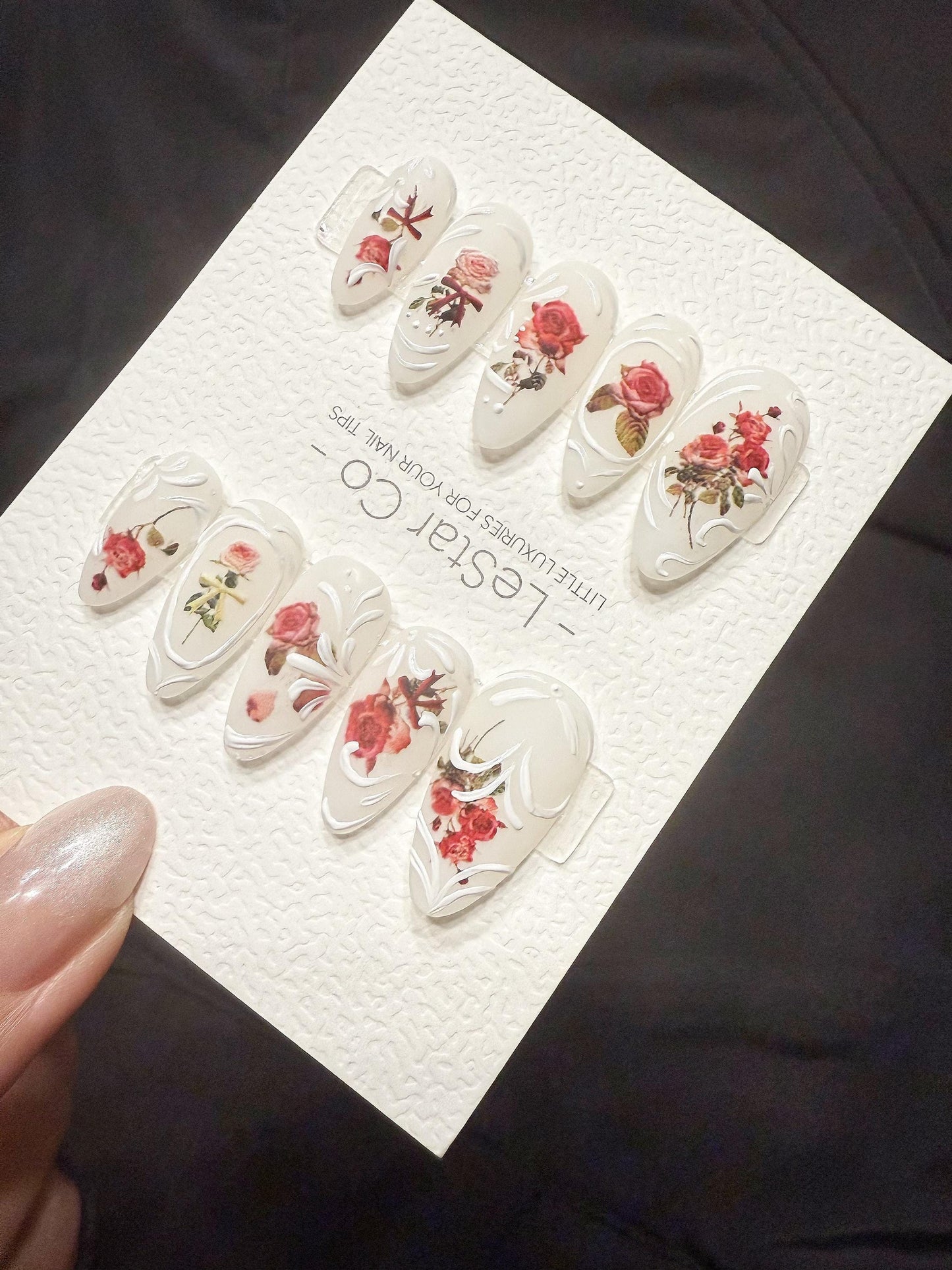 Reusable Vintage Rose Cameo | Handmade Press On Gel Acrylic Nails | 4for3 Timed Offer