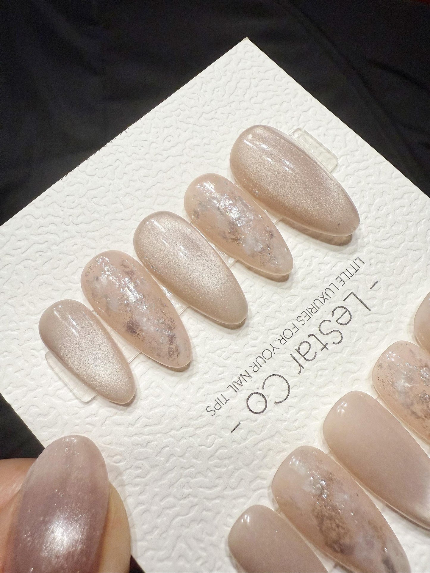 Reusable Champagne Cloud Glow | Handmade Press On Gel Acrylic Nails | 4for3 Timed Offer