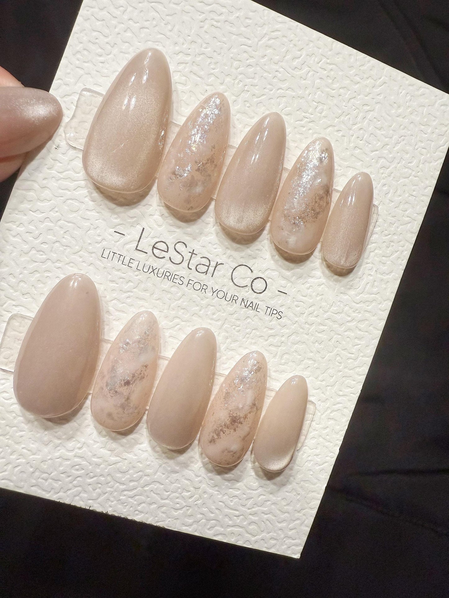 Reusable Champagne Cloud Glow | Handmade Press On Gel Acrylic Nails | 4for3 Timed Offer