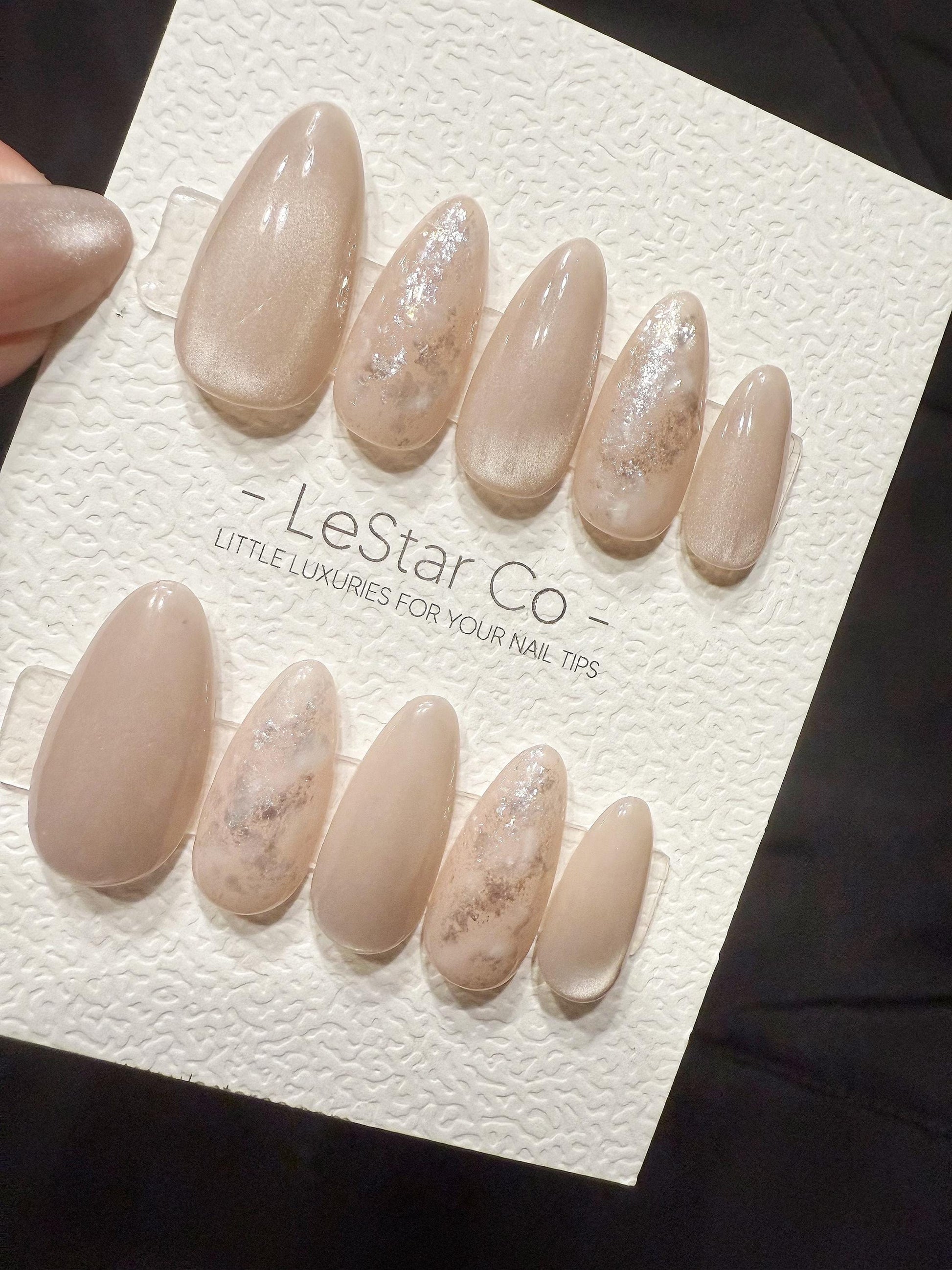 Reusable Champagne Cloud Glow | Handmade Press On Gel Acrylic Nails | 4for3 Timed Offer