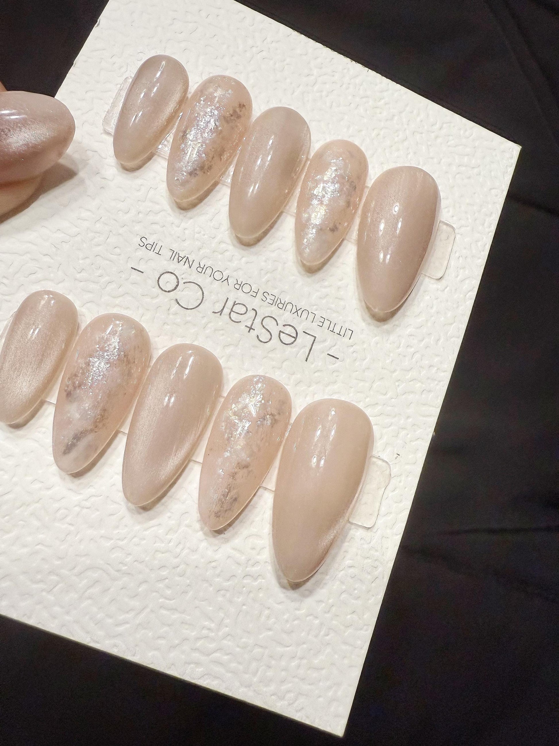 Reusable Champagne Cloud Glow | Handmade Press On Gel Acrylic Nails | 4for3 Timed Offer