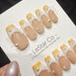 Reusable Apricot Pearl Drip | Handmade Press On Gel Acrylic Nails | 4for3 Timed Offer