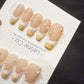 Reusable Apricot Pearl Drip | Handmade Press On Gel Acrylic Nails | 4for3 Timed Offer