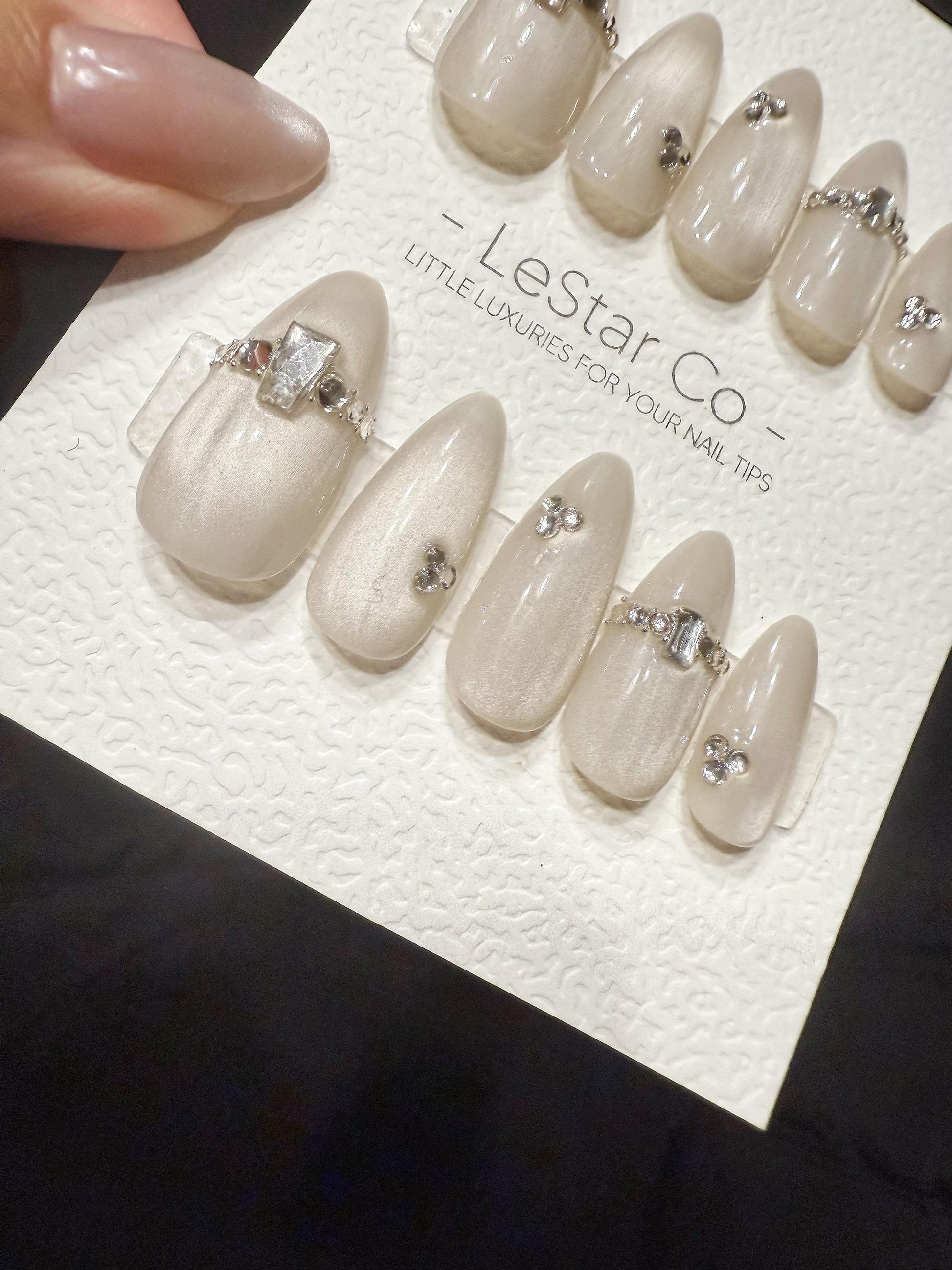 Reusable Crystal Frost | Handmade Press On Gel Acrylic Nails | 4for3 Timed Offer