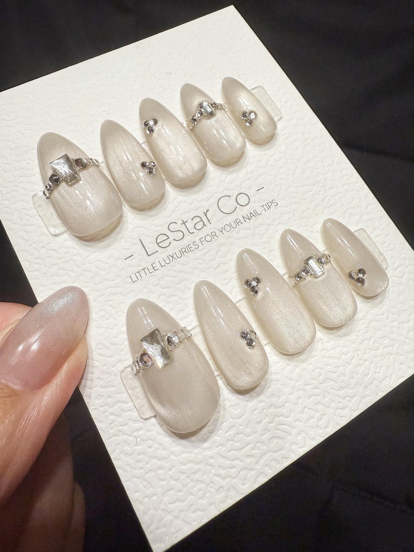 Reusable Crystal Frost | Handmade Press On Gel Acrylic Nails | 4for3 Timed Offer
