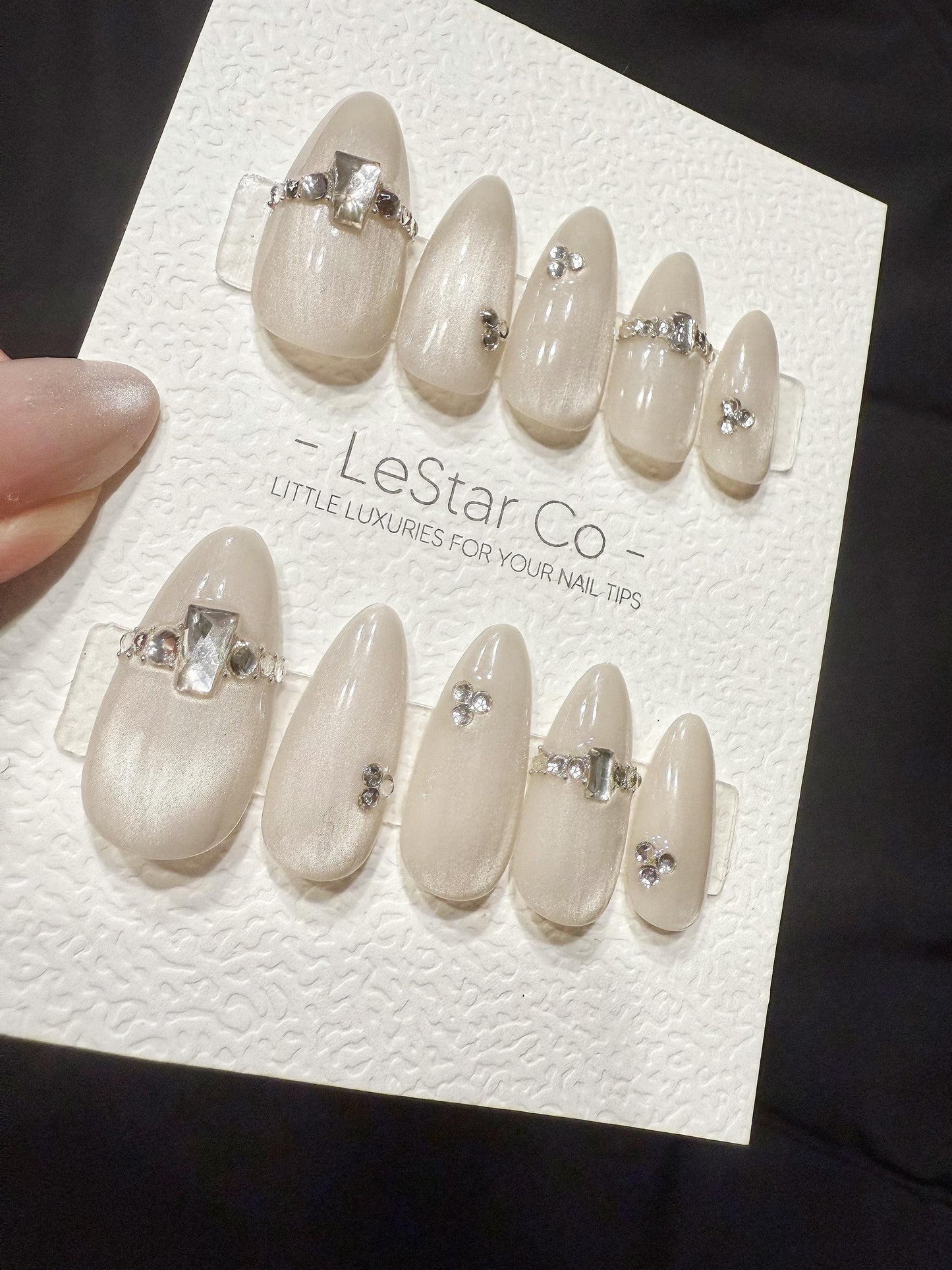 Reusable Crystal Frost | Handmade Press On Gel Acrylic Nails | 4for3 Timed Offer