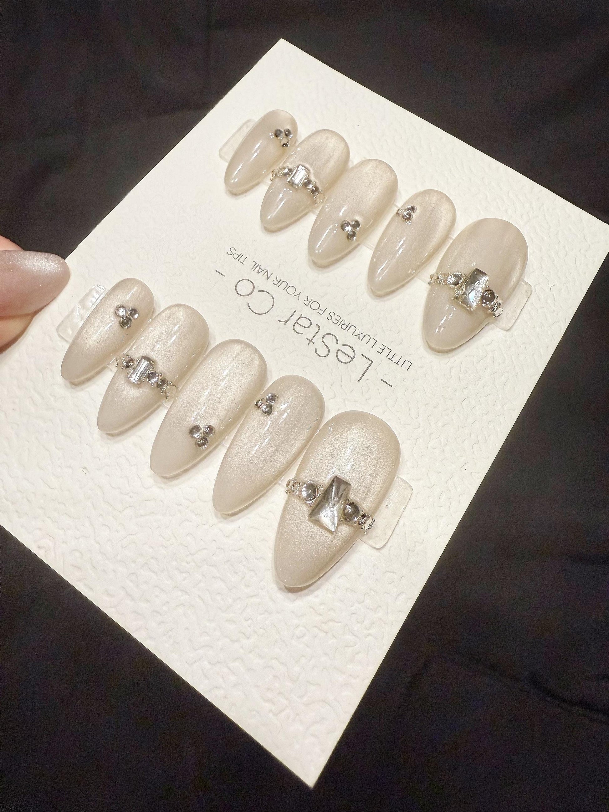 Reusable Crystal Frost | Handmade Press On Gel Acrylic Nails | 4for3 Timed Offer