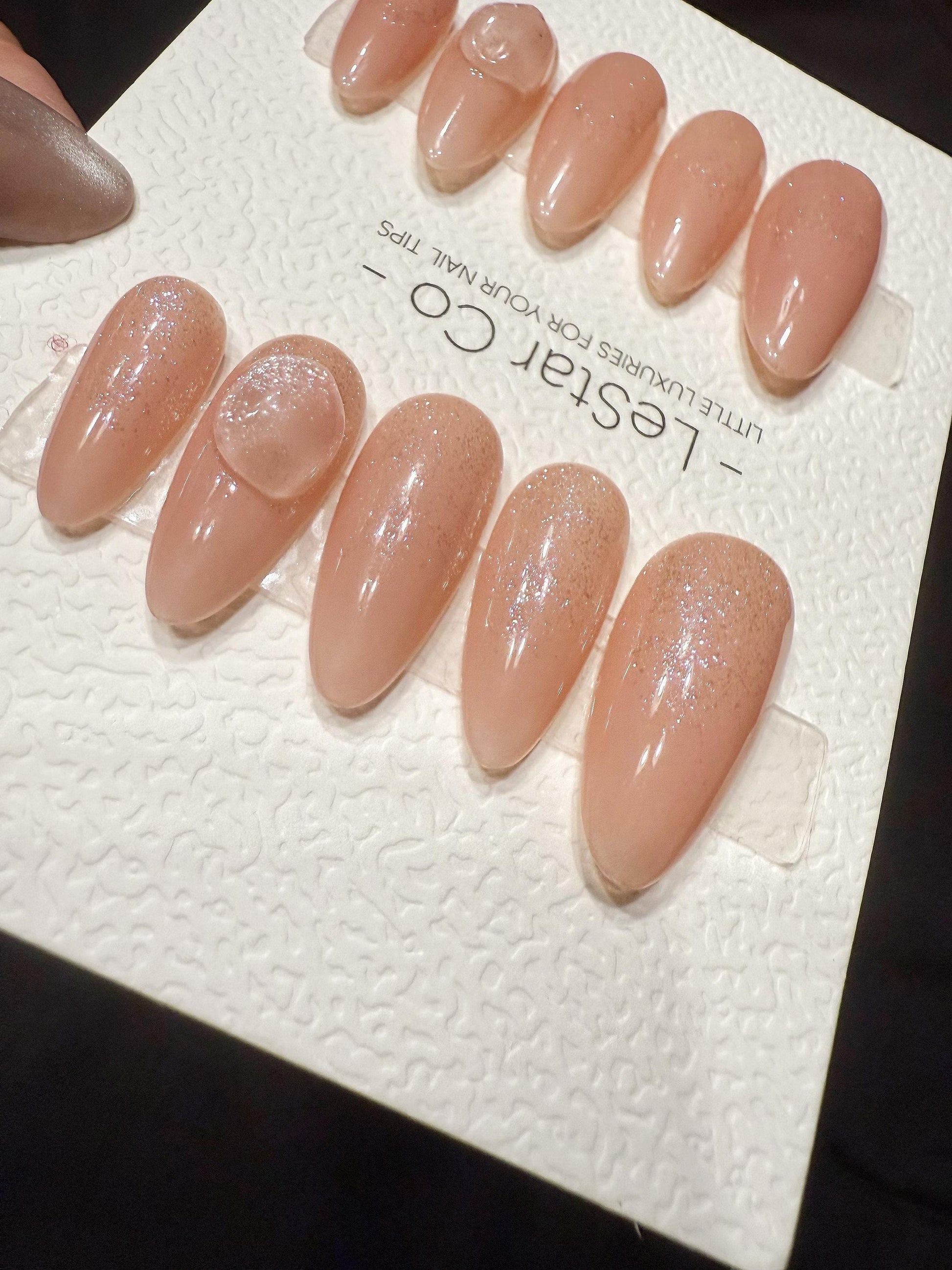 Reusable Peach Jelly Glow | Handmade Press On Gel Acrylic Nails | 4for3 Timed Offer