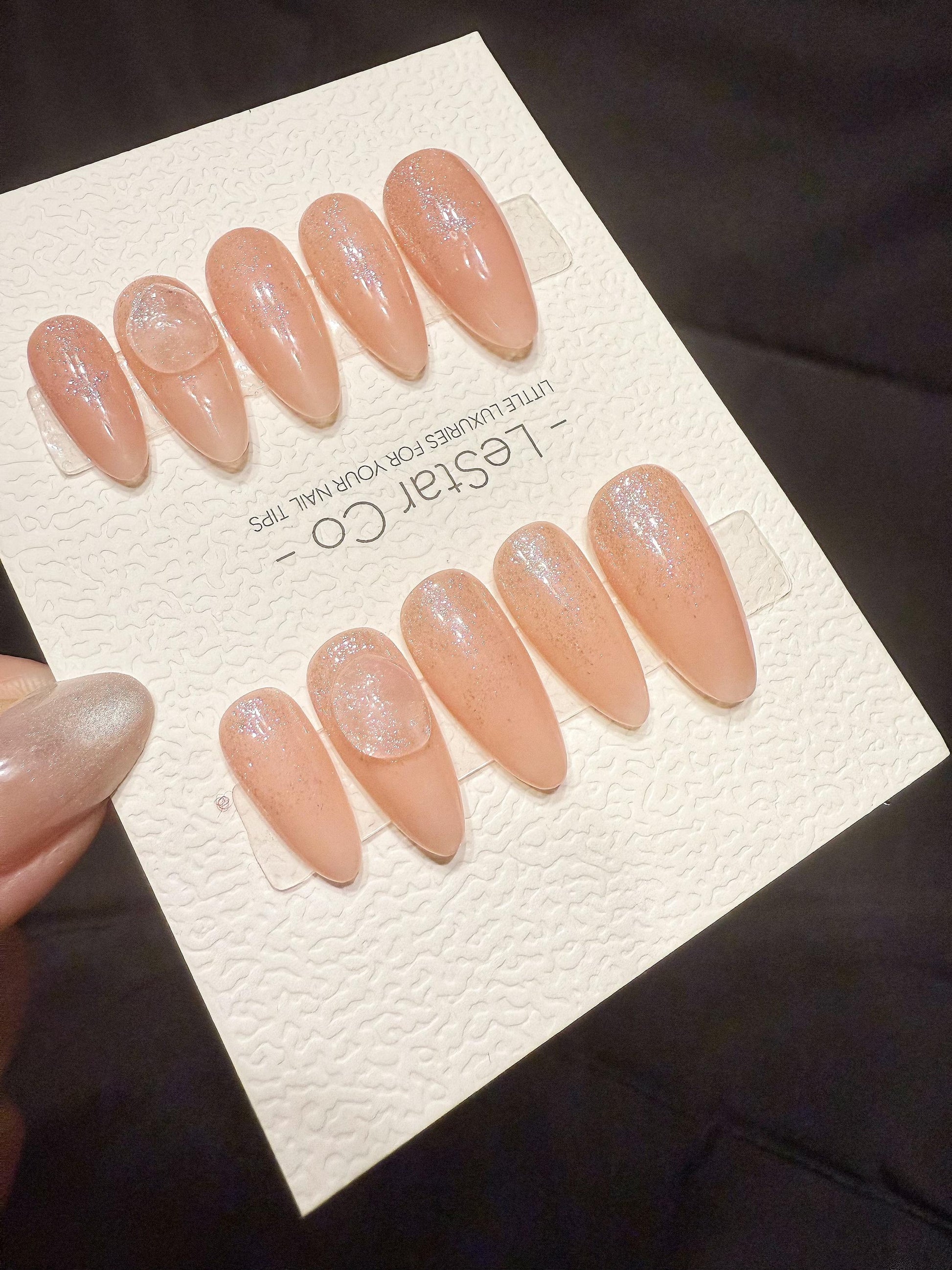 Reusable Peach Jelly Glow | Handmade Press On Gel Acrylic Nails | 4for3 Timed Offer