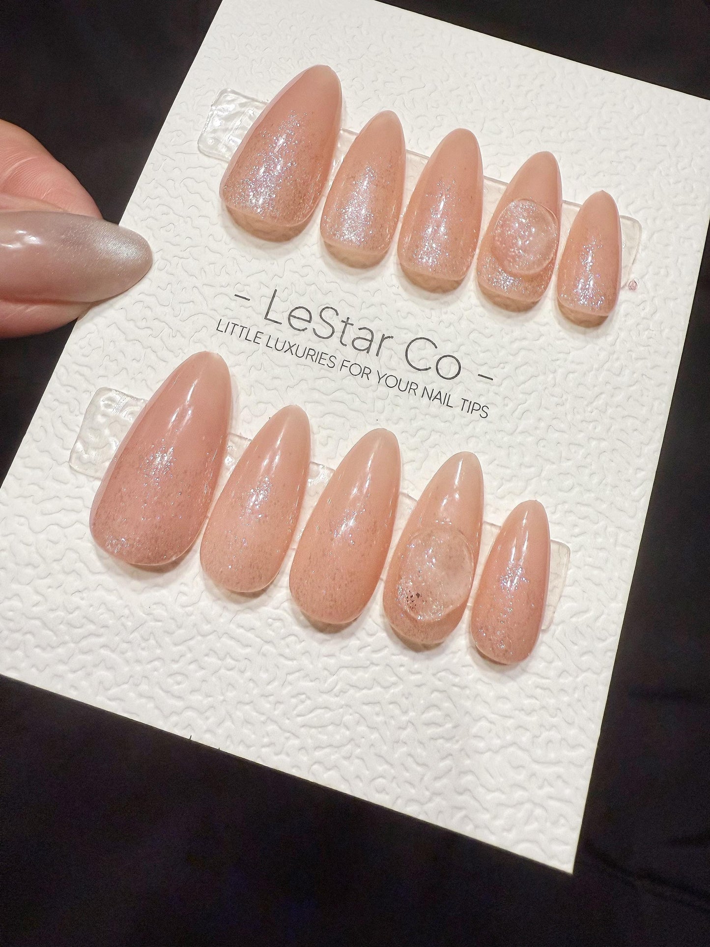 Reusable Peach Jelly Glow | Handmade Press On Gel Acrylic Nails | 4for3 Timed Offer