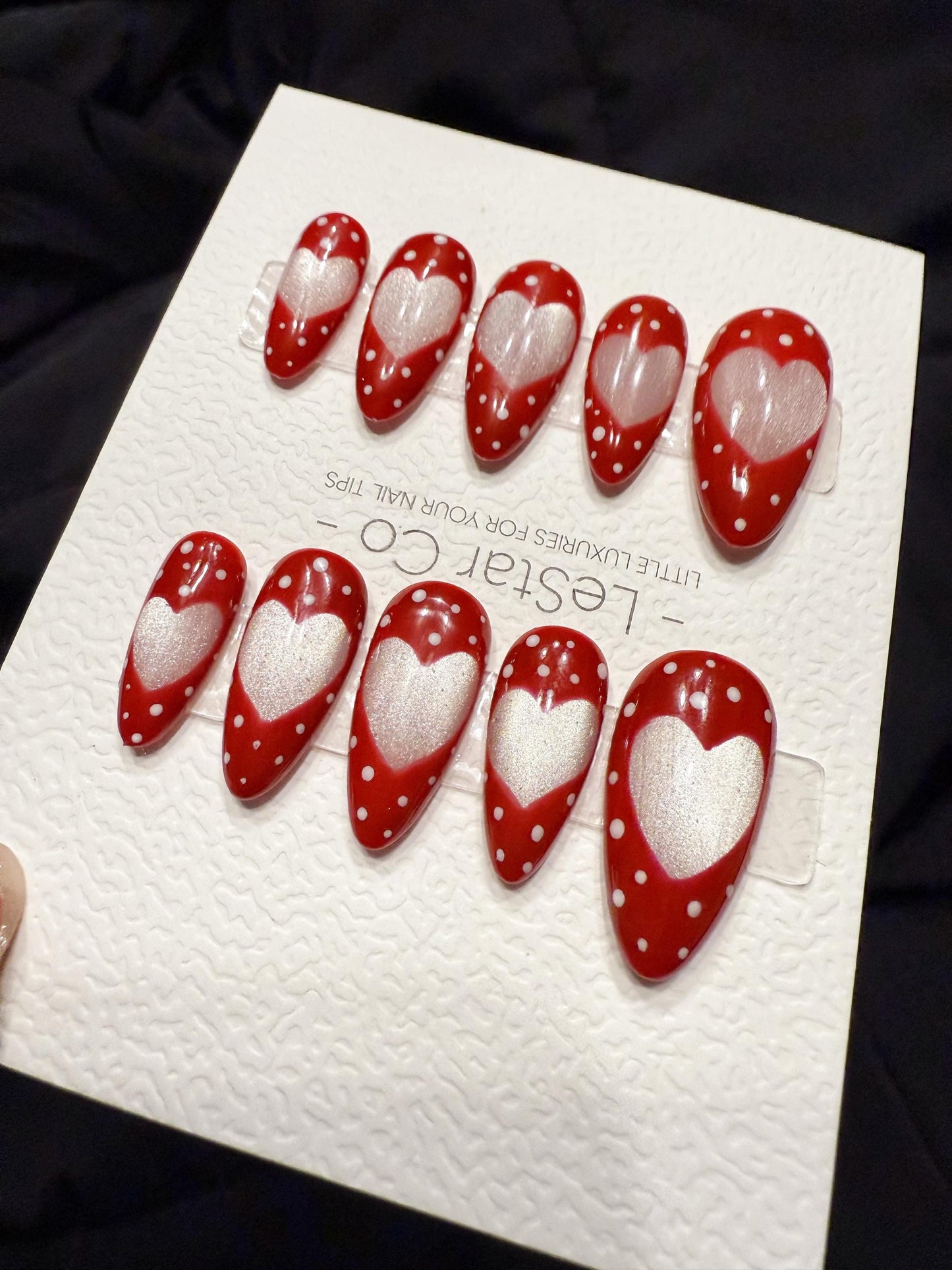 Reusable Candy Heart Pop Cat Eye | Handmade Press On Gel Acrylic Nails | 4for3 Timed Offer