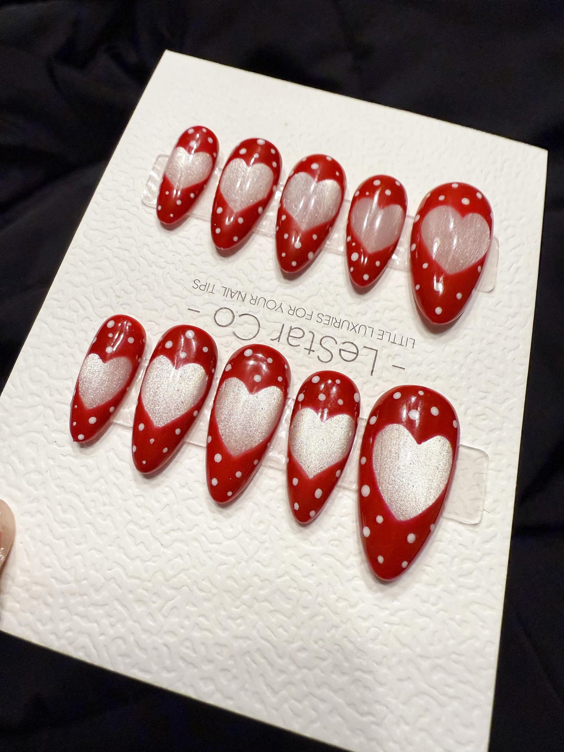 Reusable Candy Heart Pop Cat Eye | Handmade Press On Gel Acrylic Nails | 4for3 Timed Offer