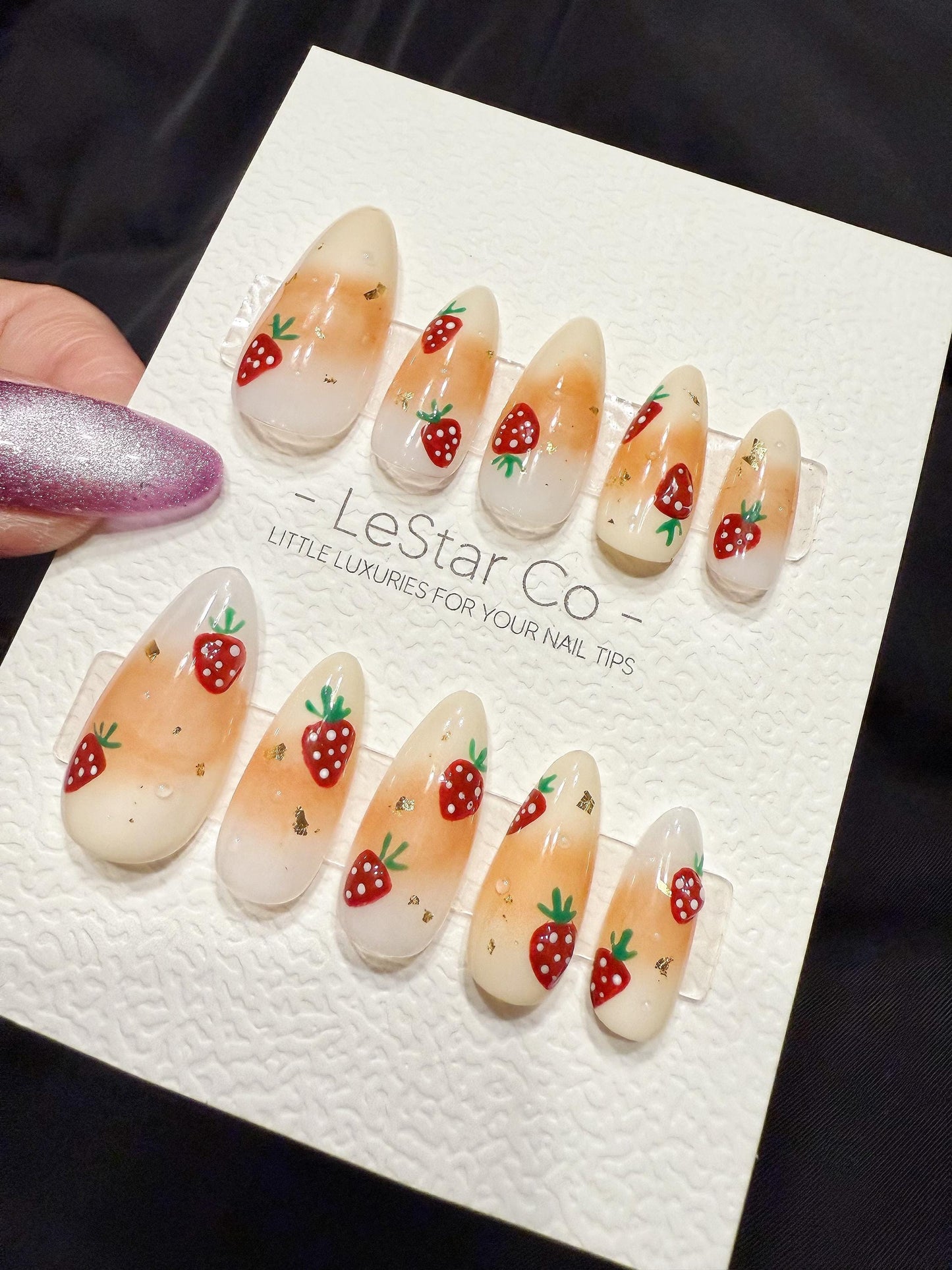 Reusable Strawberry Farm | Handmade Press On Gel Acrylic Nails | 4for3 Timed Offer