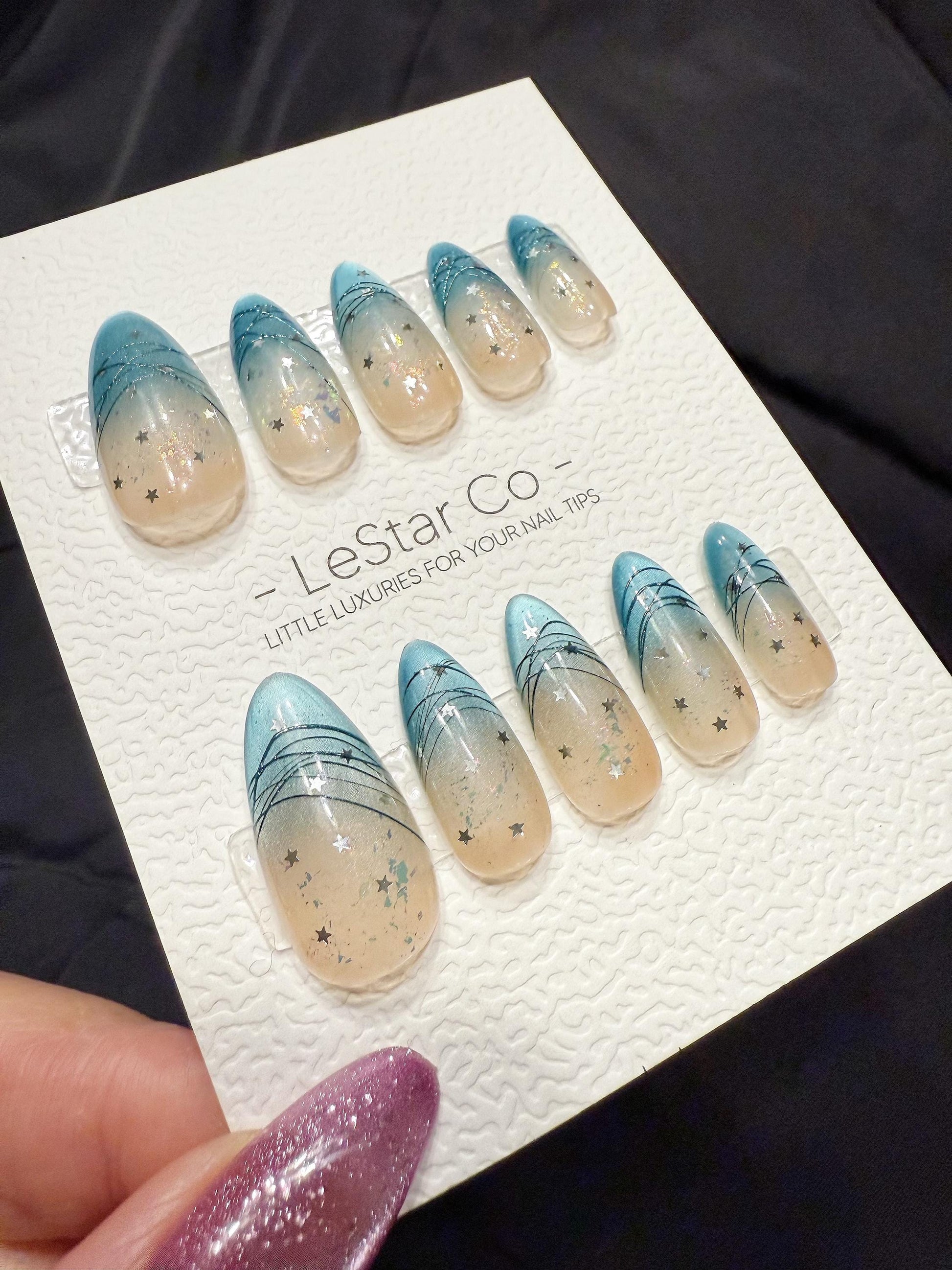 Reusable Celestial Drift Cat Eye| Handmade Press On Gel Nails | 4for3 Timed Offer